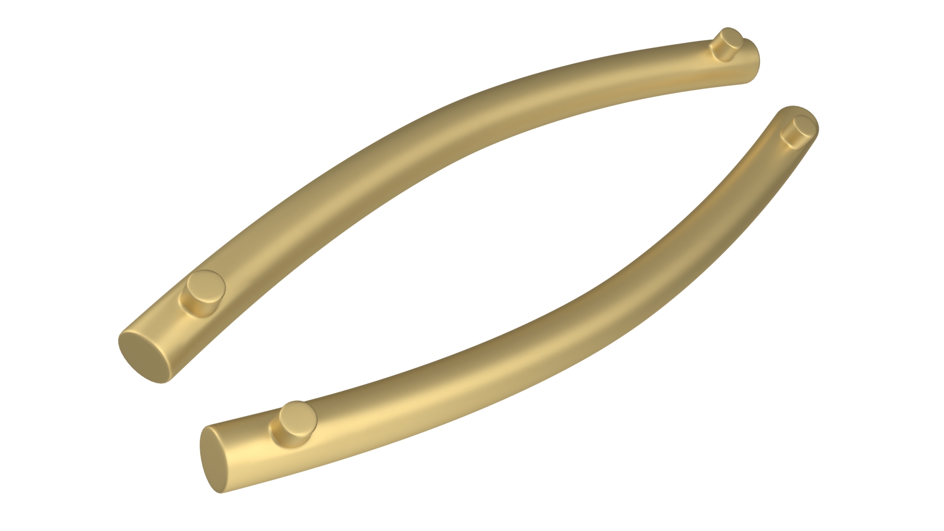 Door Handles Thin Oval Gold 3D