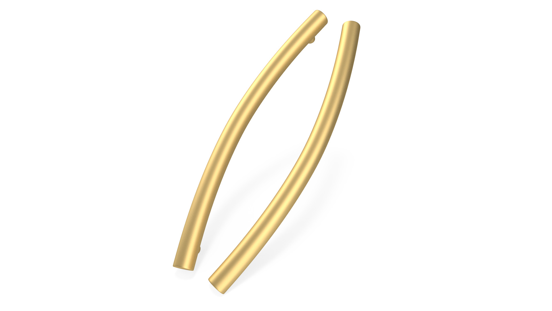 Door Handles Thin Oval Gold 3D