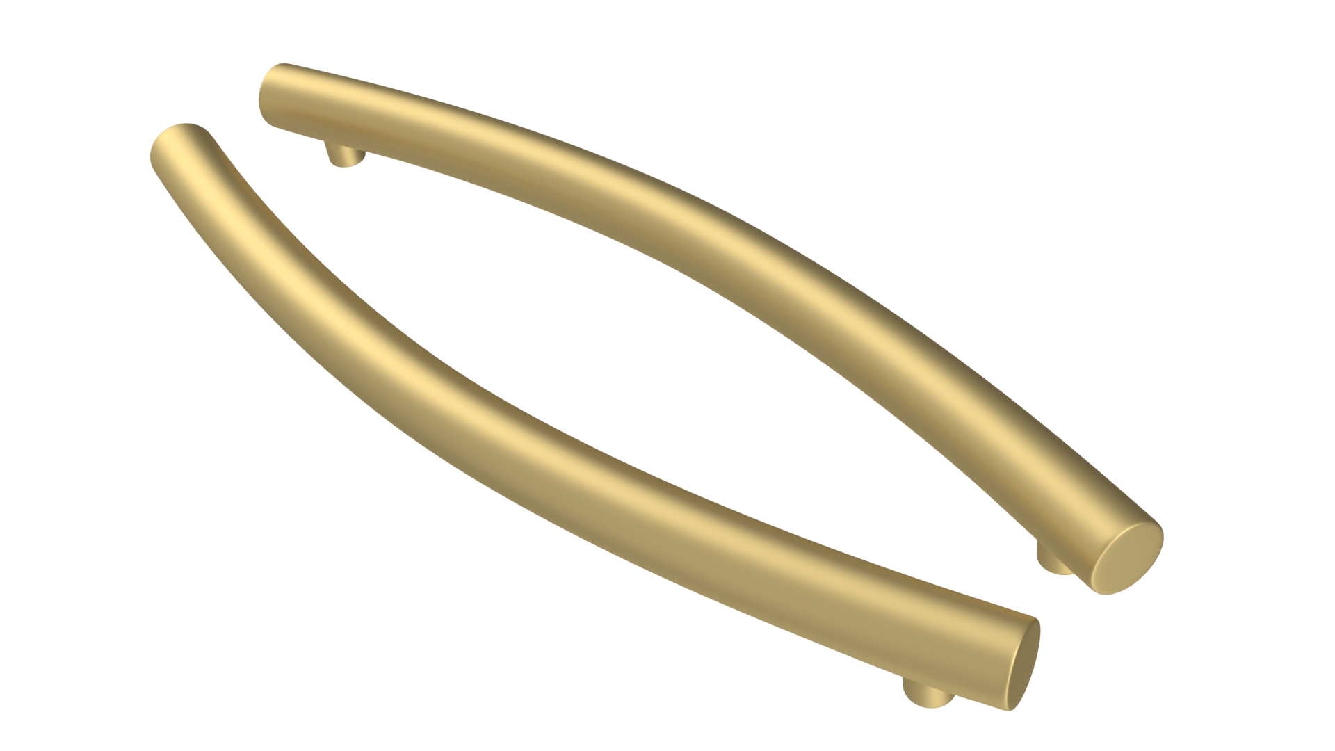 Door Handles Thin Oval Gold 3D