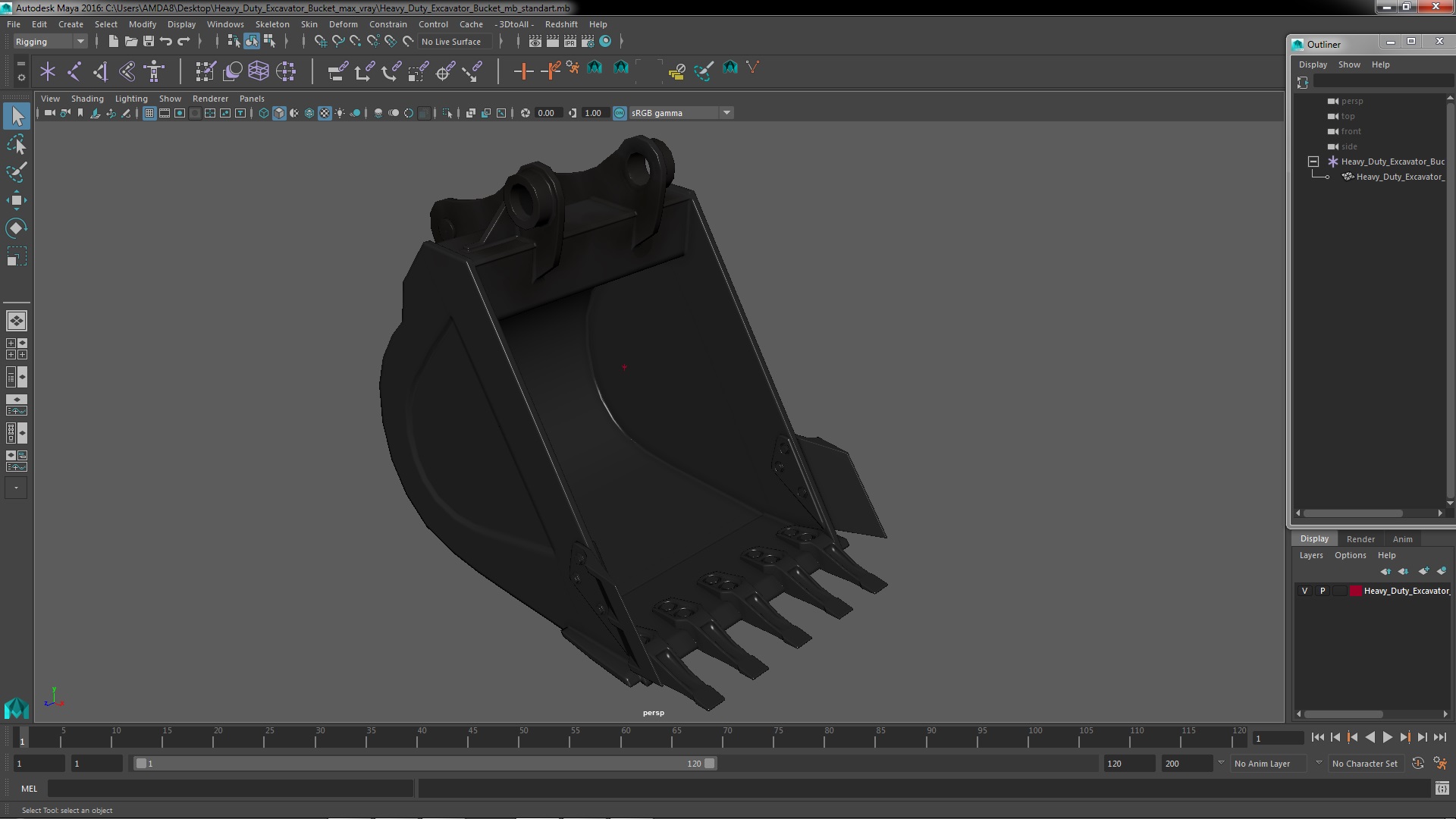 Heavy Duty Excavator Bucket 3D