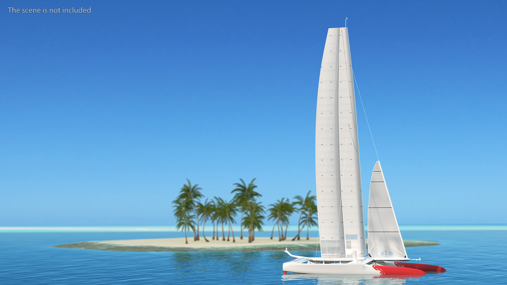 Racing Sail Boat White 3D