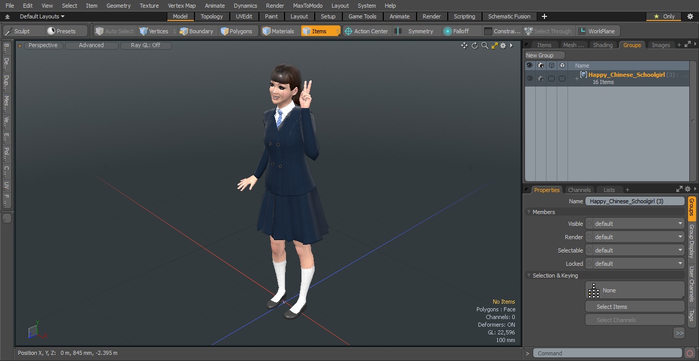 Happy Chinese Schoolgirl 3D model