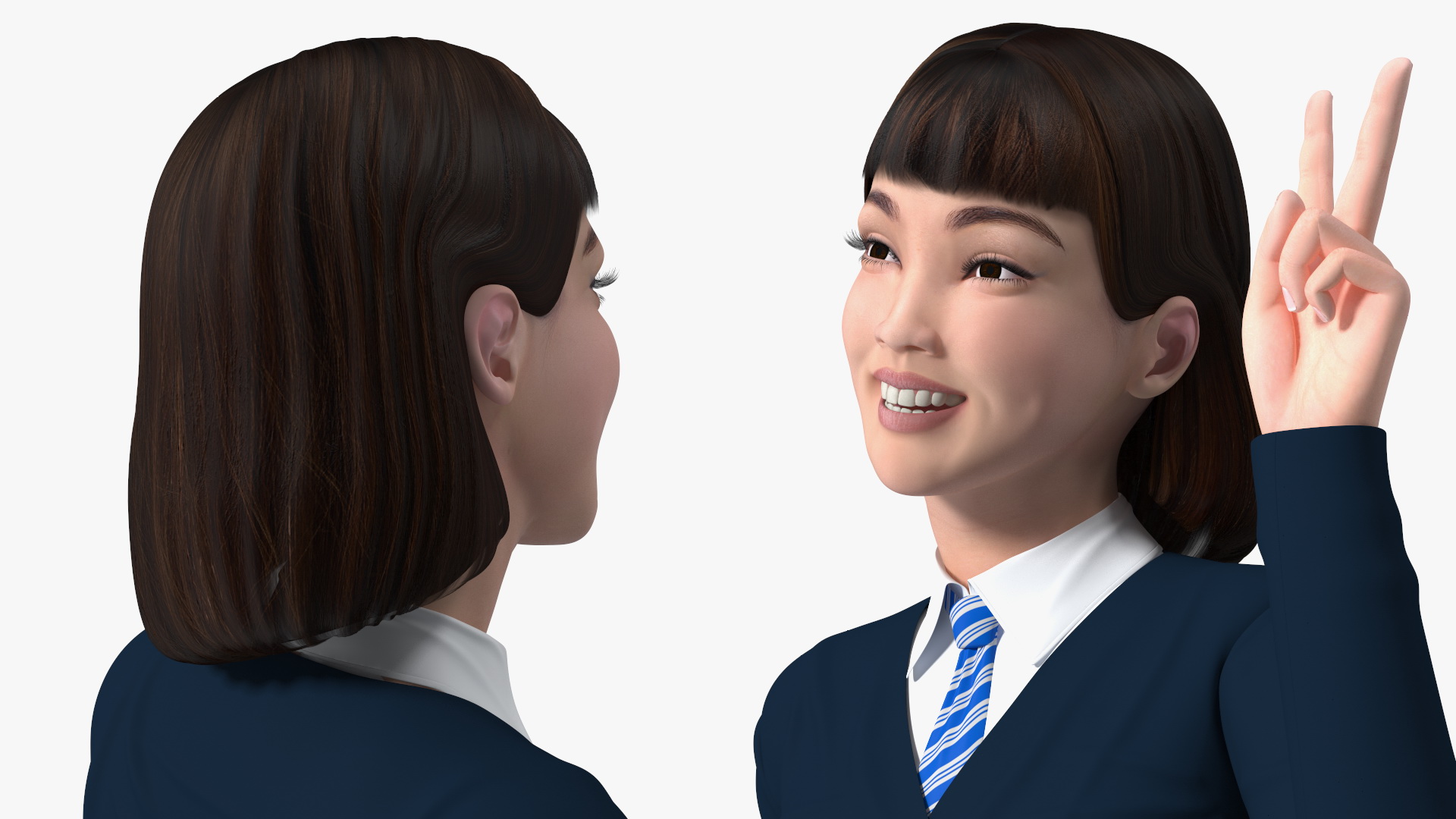 Happy Chinese Schoolgirl 3D model