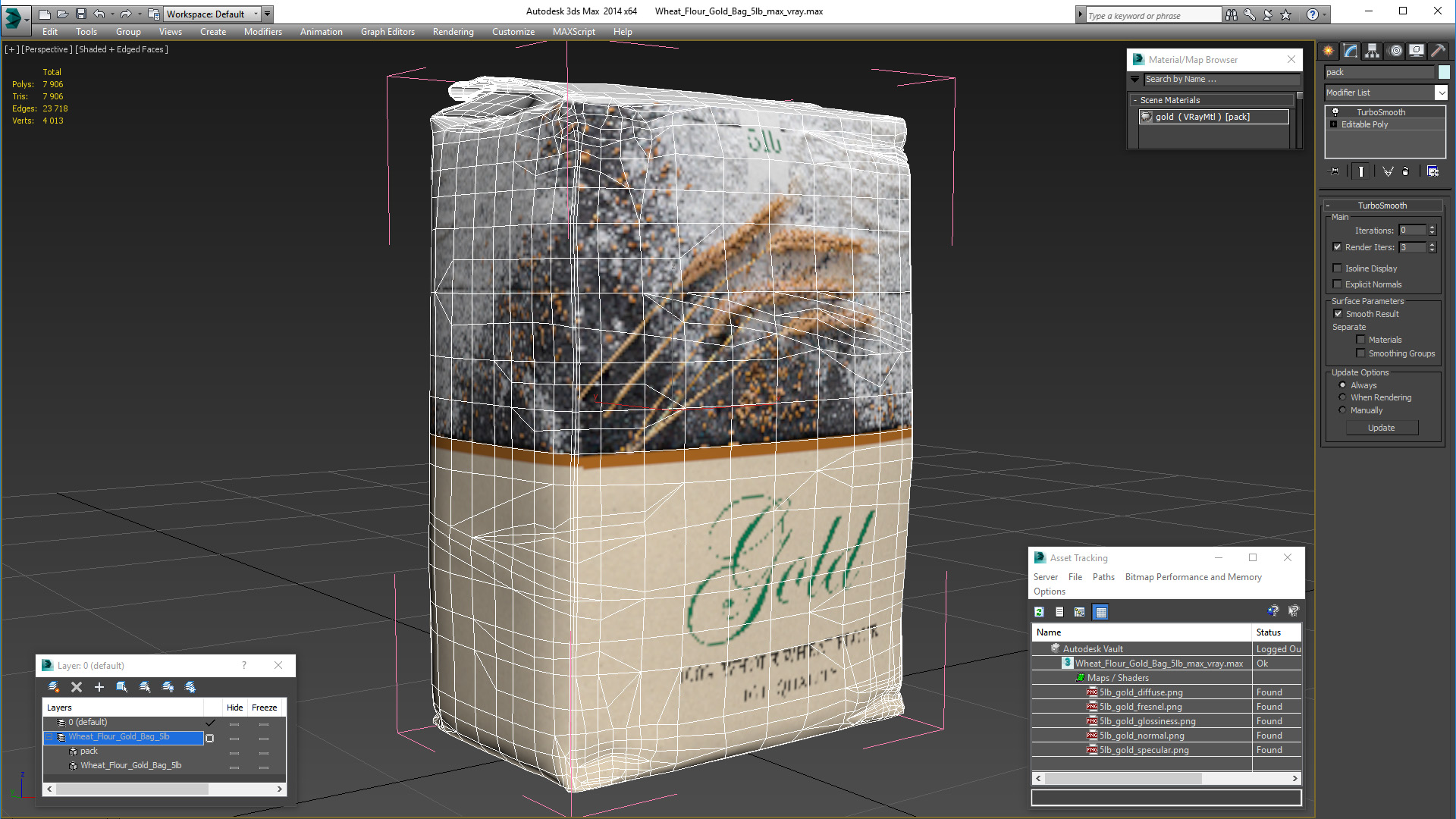 Wheat Flour Gold Bag 5lb 3D model