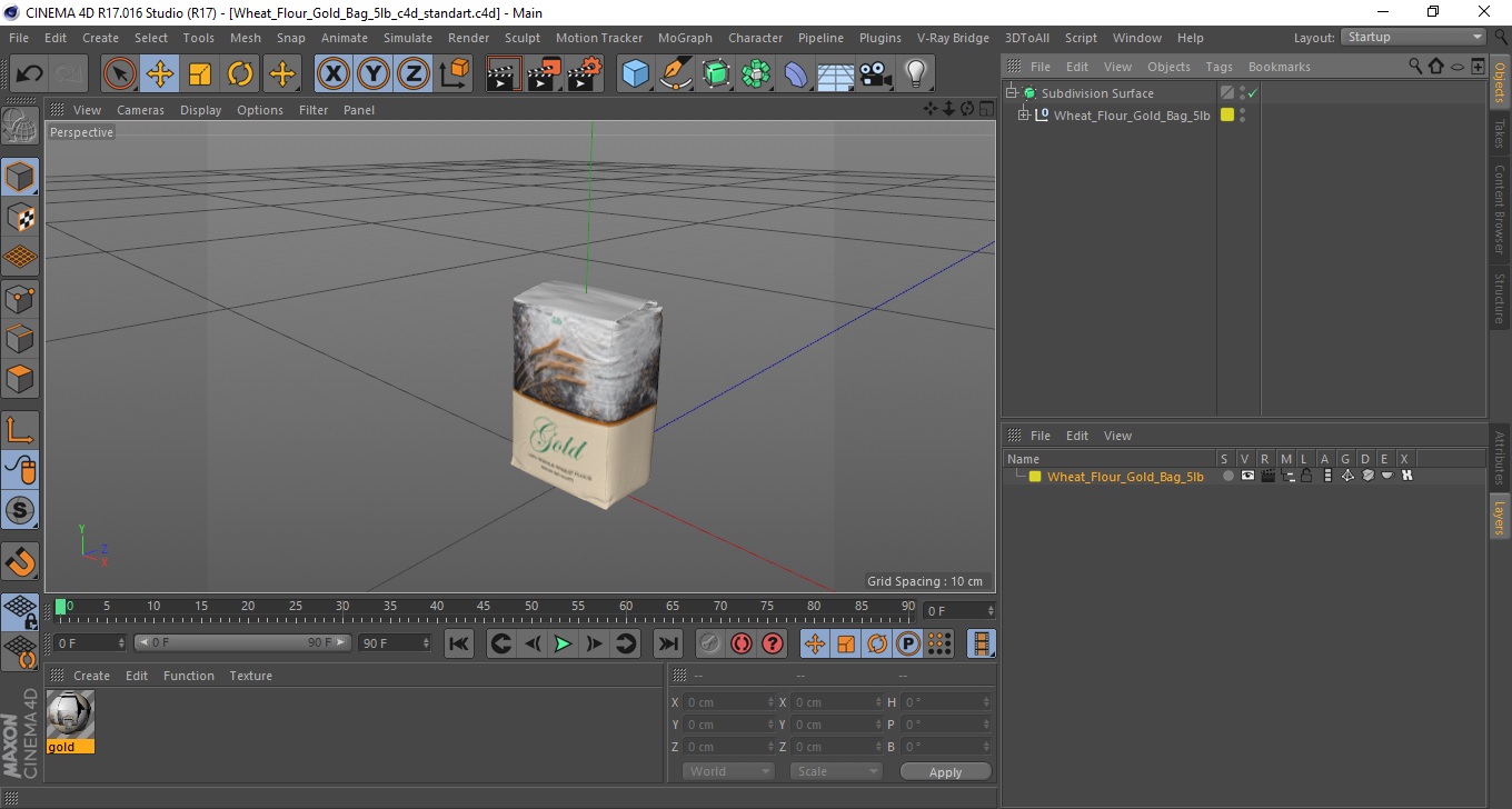 Wheat Flour Gold Bag 5lb 3D model