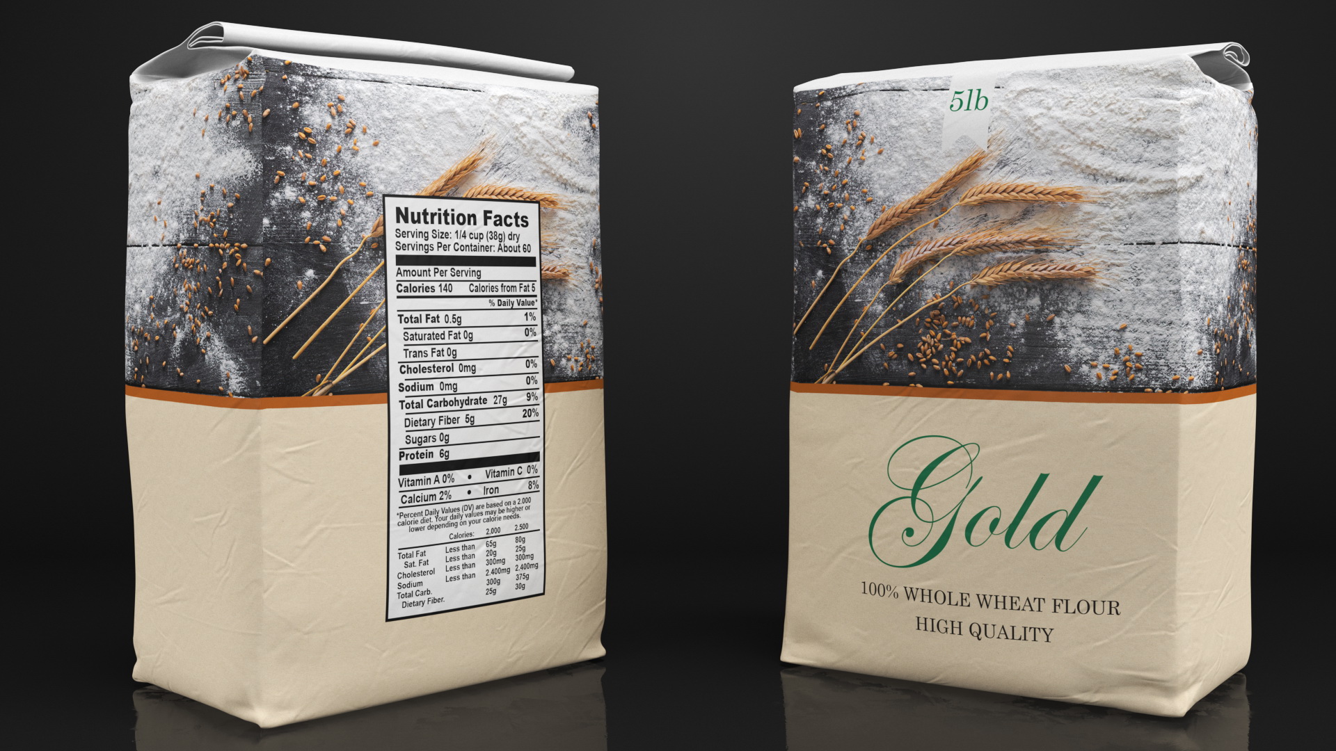 Wheat Flour Gold Bag 5lb 3D model