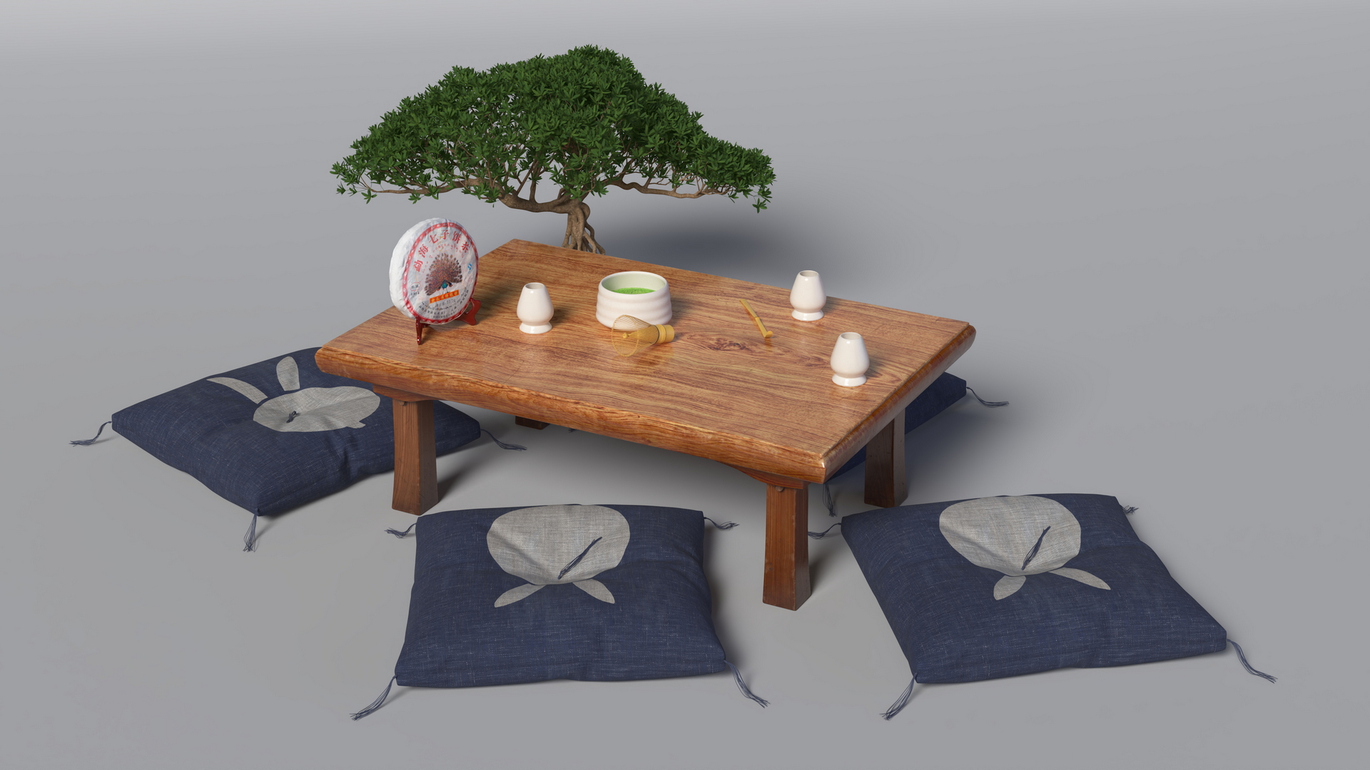 Asian Tea Table Set 3D model