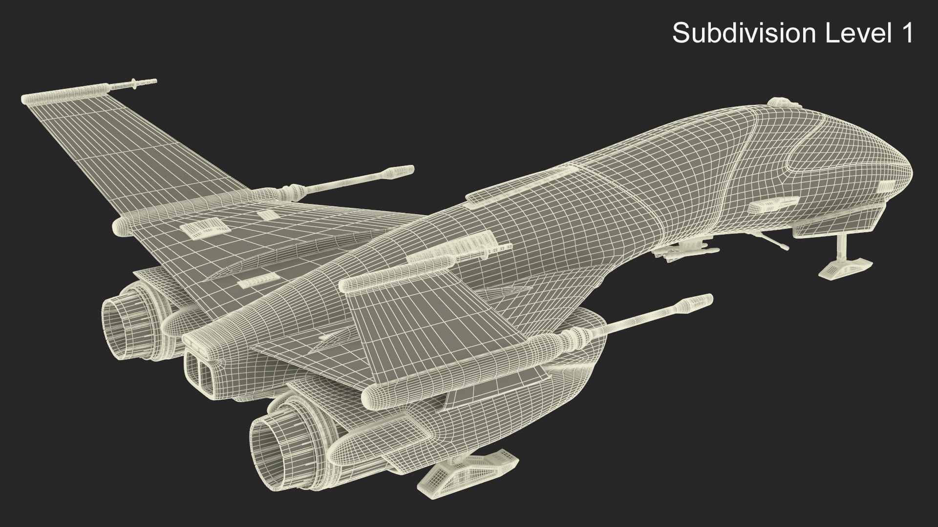 Black Futuristic Fighter Spaceship 3D model