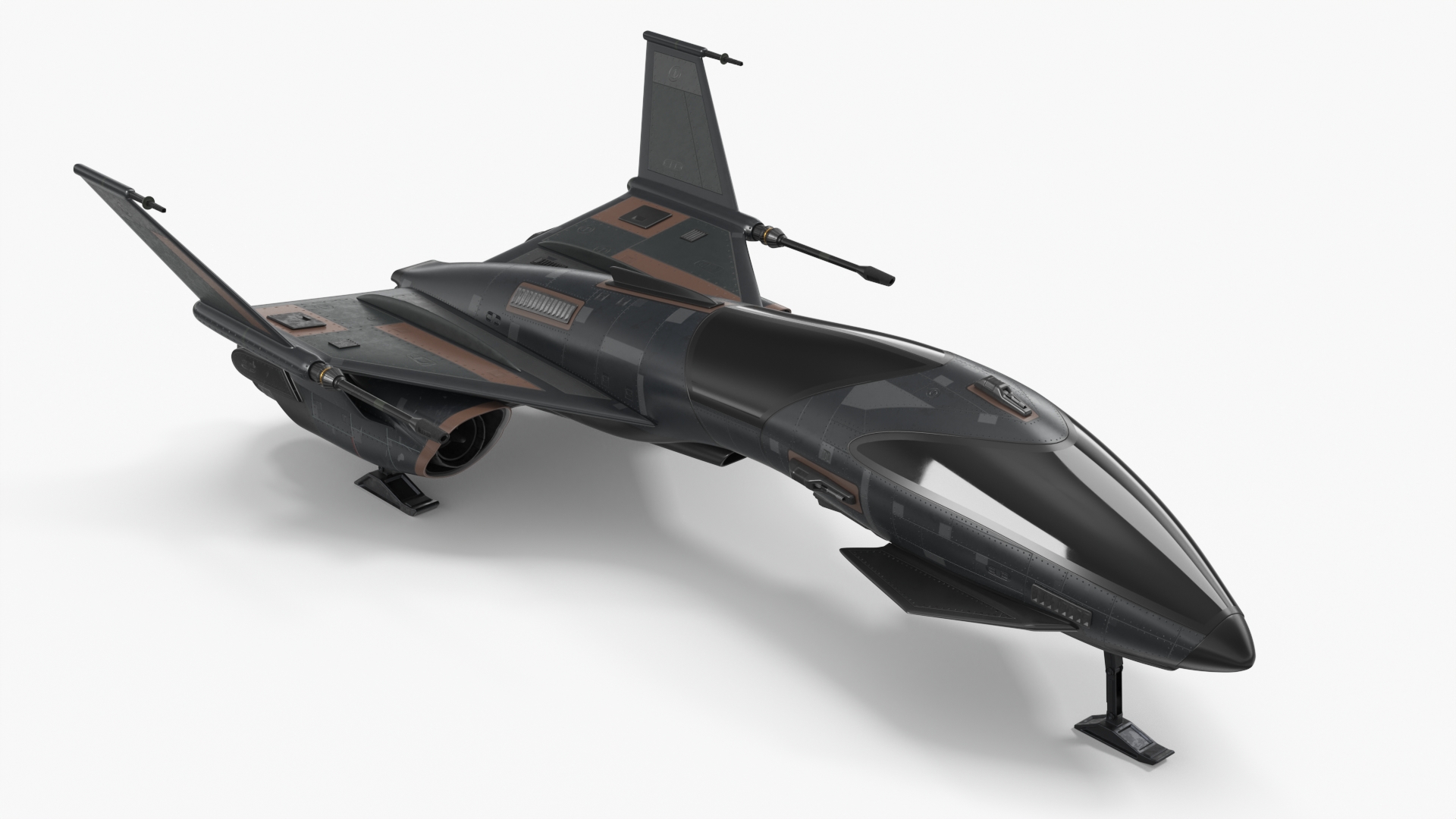 Black Futuristic Fighter Spaceship 3D model