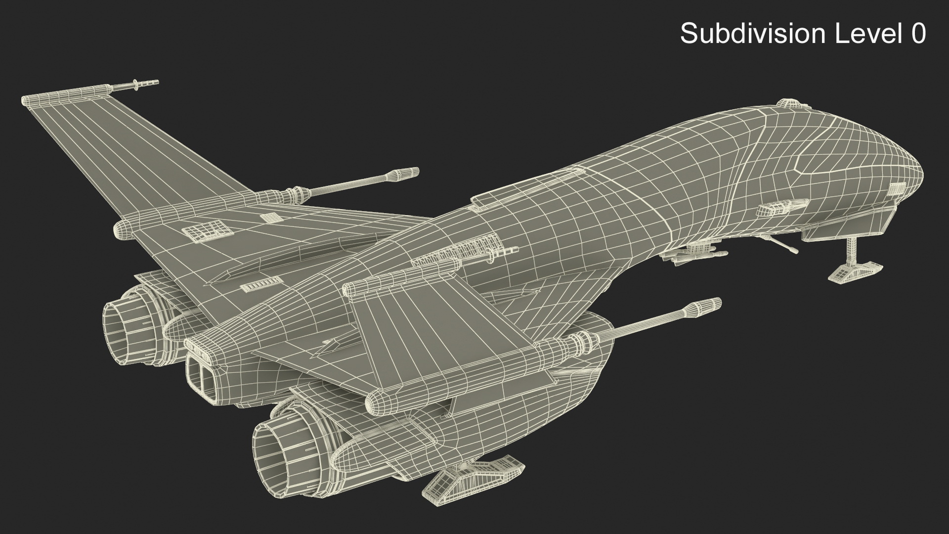 Black Futuristic Fighter Spaceship 3D model