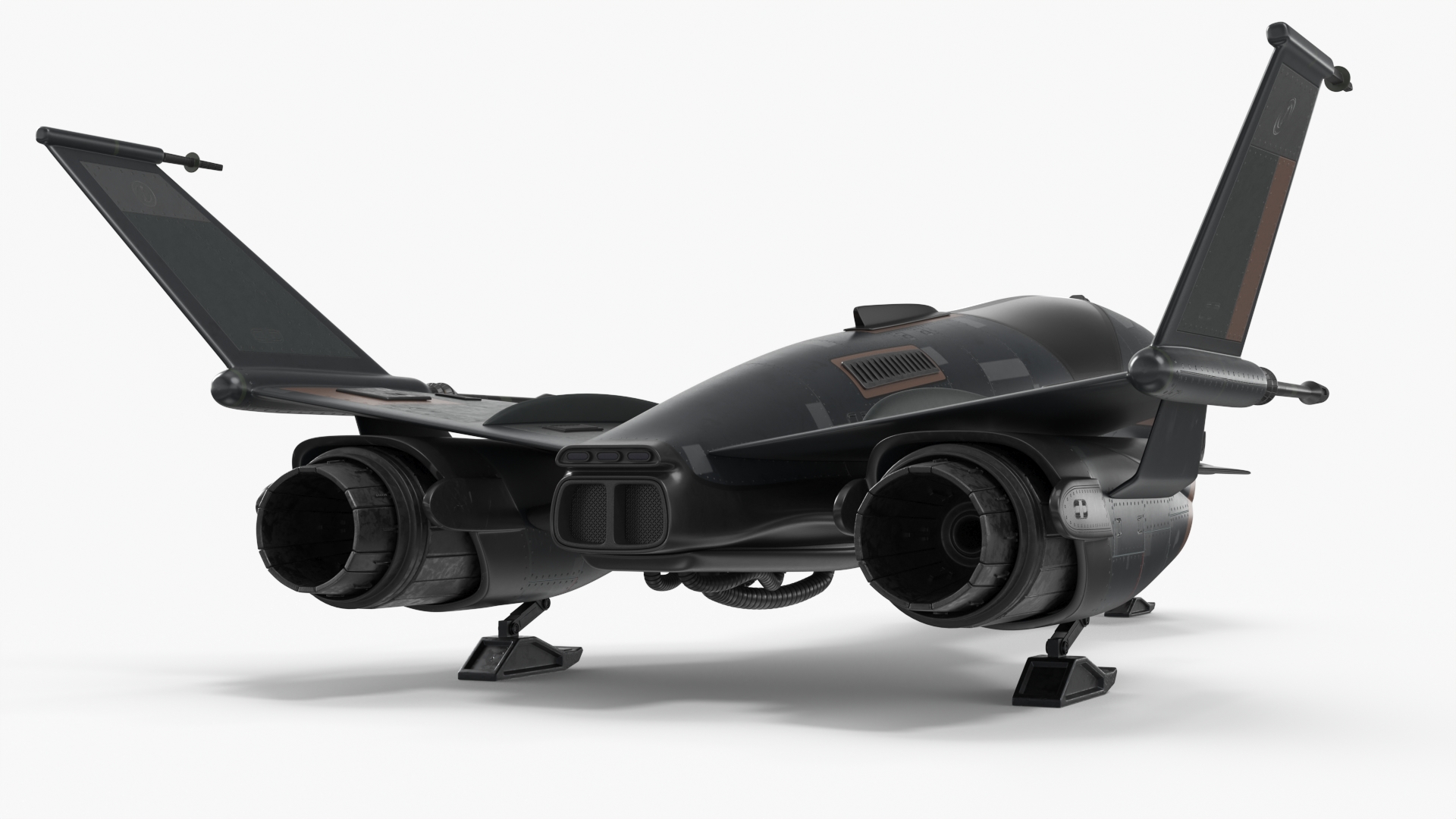 Black Futuristic Fighter Spaceship 3D model