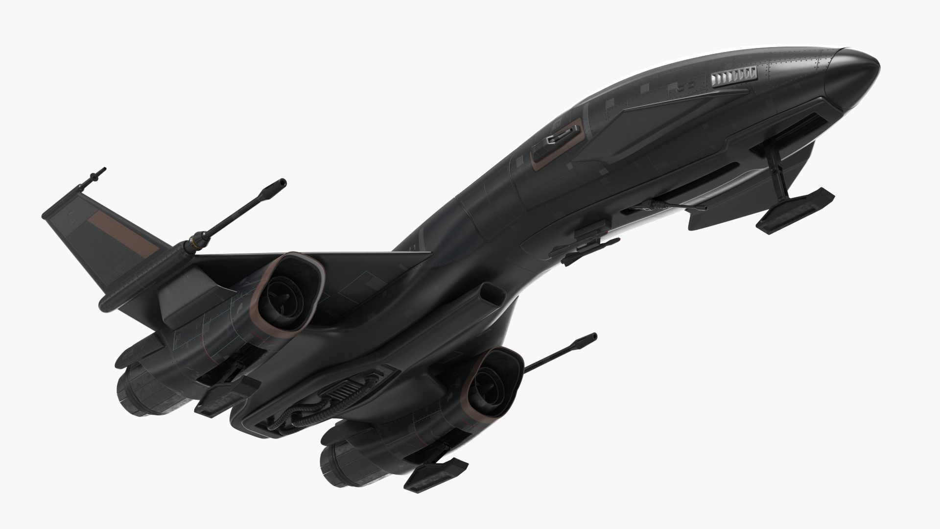 Black Futuristic Fighter Spaceship 3D model