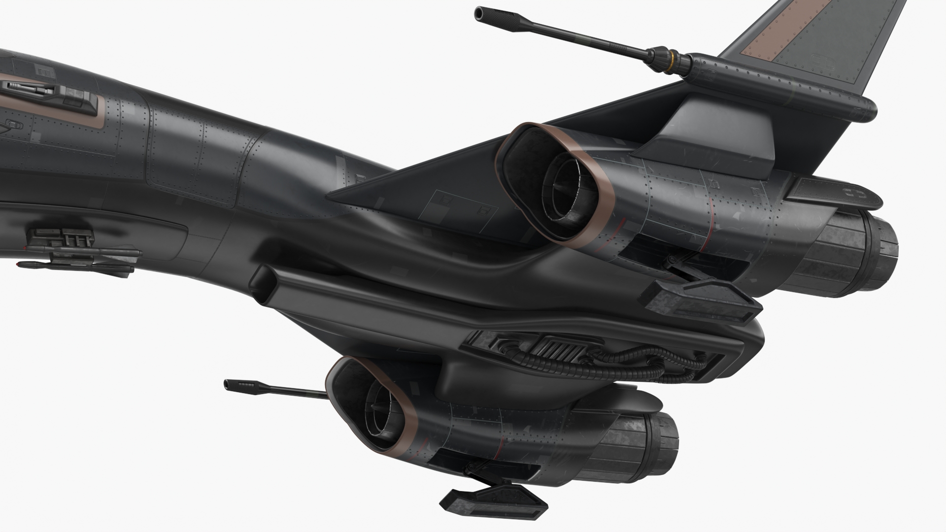 Black Futuristic Fighter Spaceship 3D model