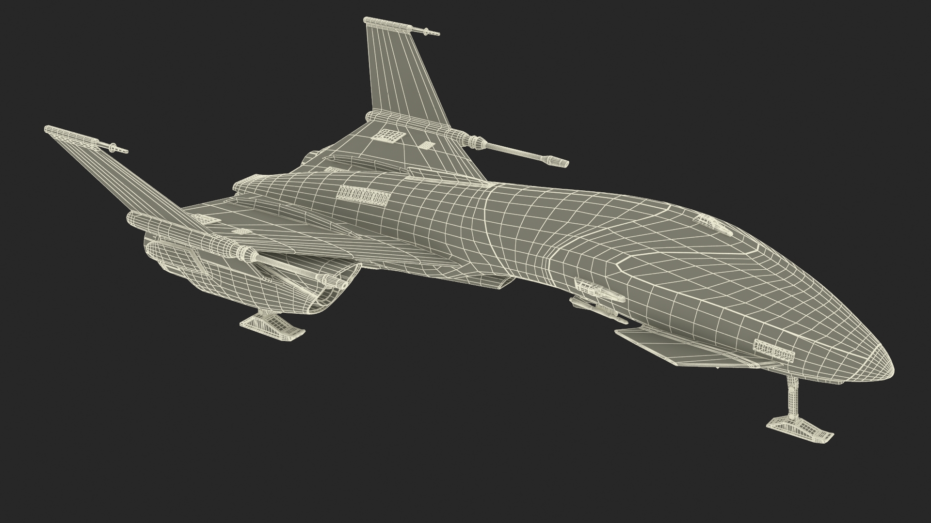 Black Futuristic Fighter Spaceship 3D model