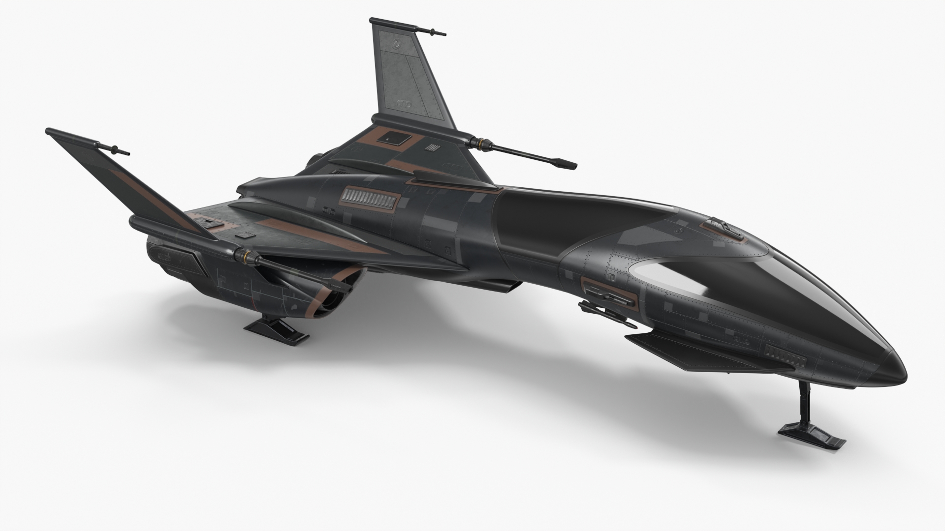 Black Futuristic Fighter Spaceship 3D model