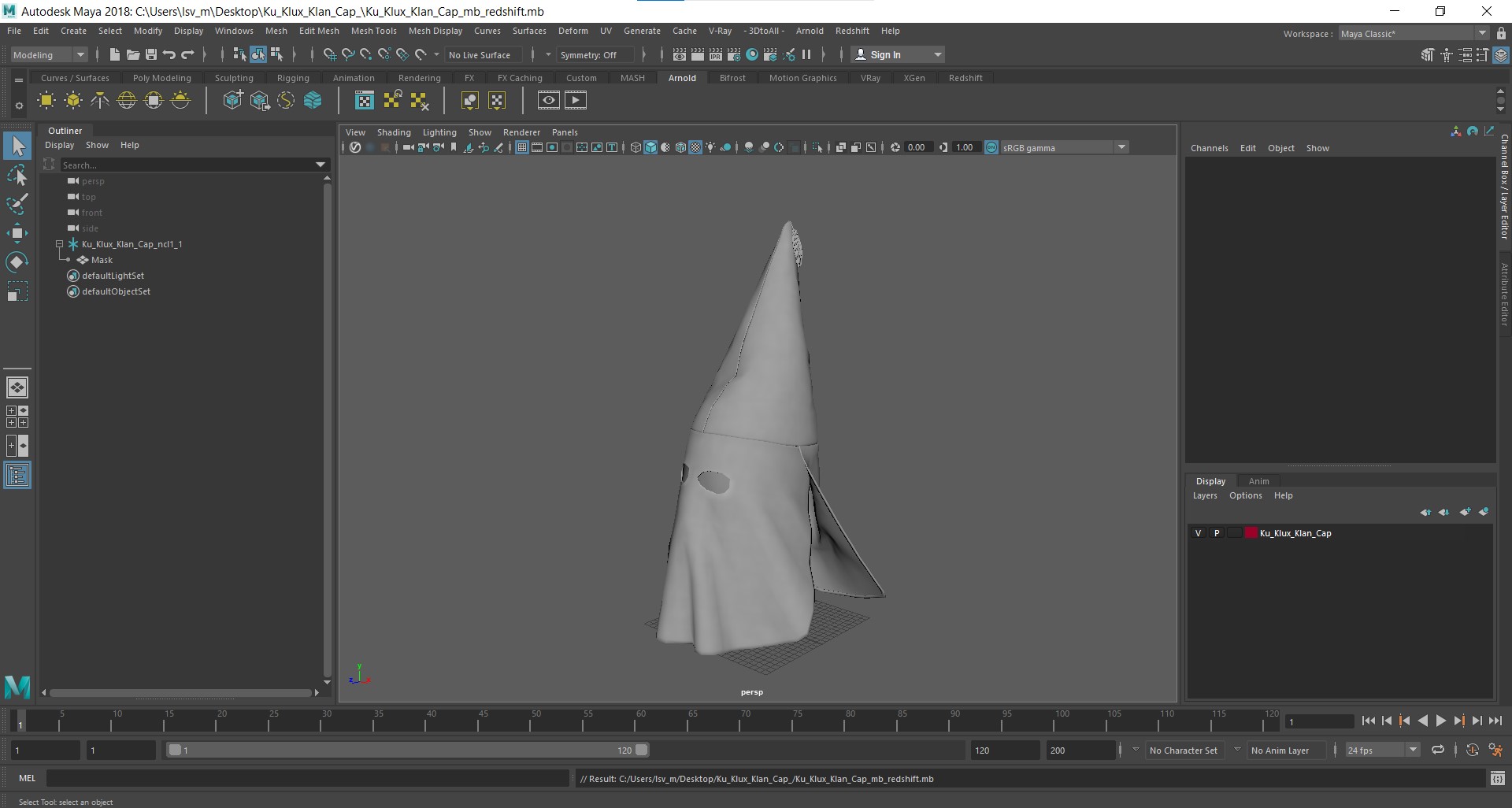 3D Ku Klux Klan Cap