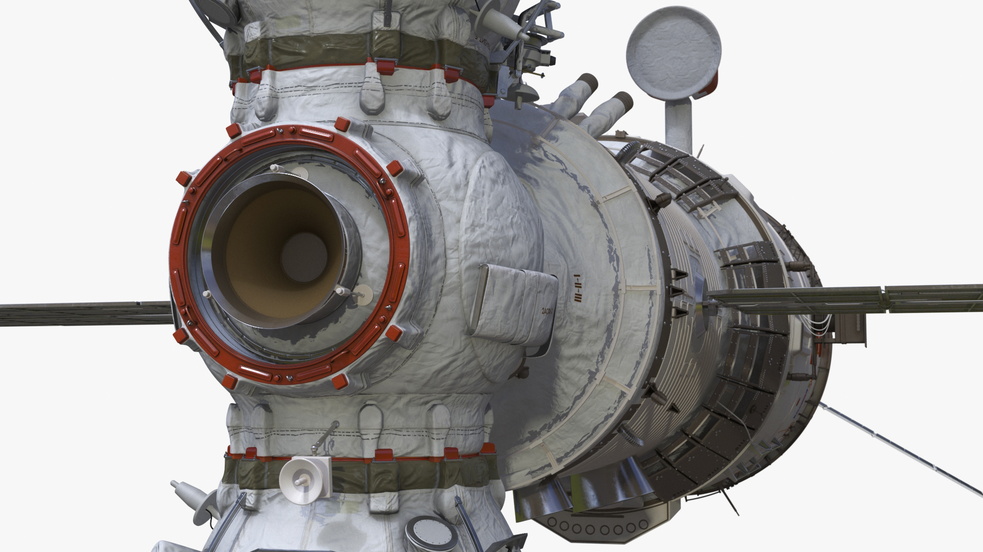 ROS Airlock Module Docked to ISS Station Zvezda 3D