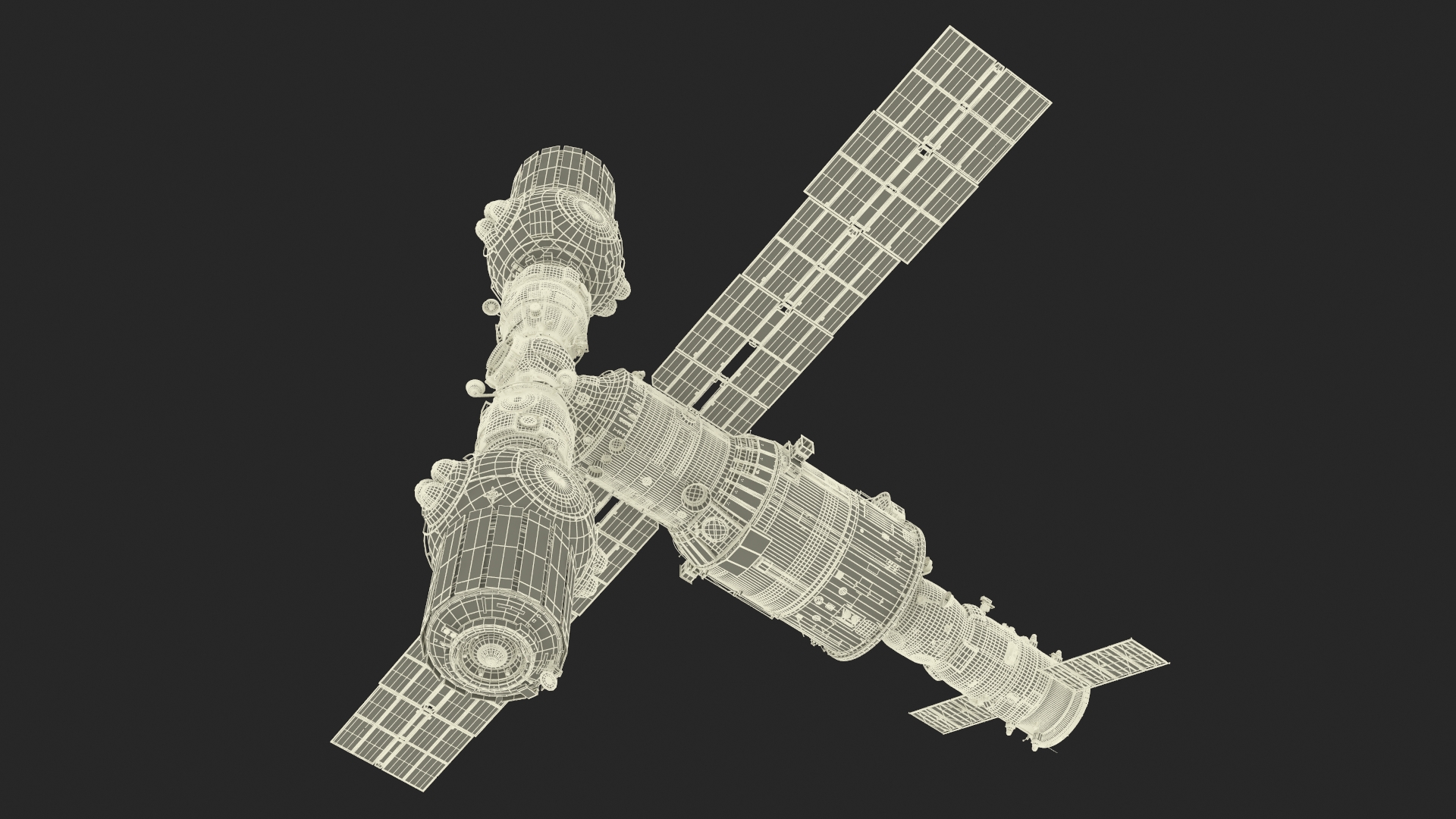 ROS Airlock Module Docked to ISS Station Zvezda 3D