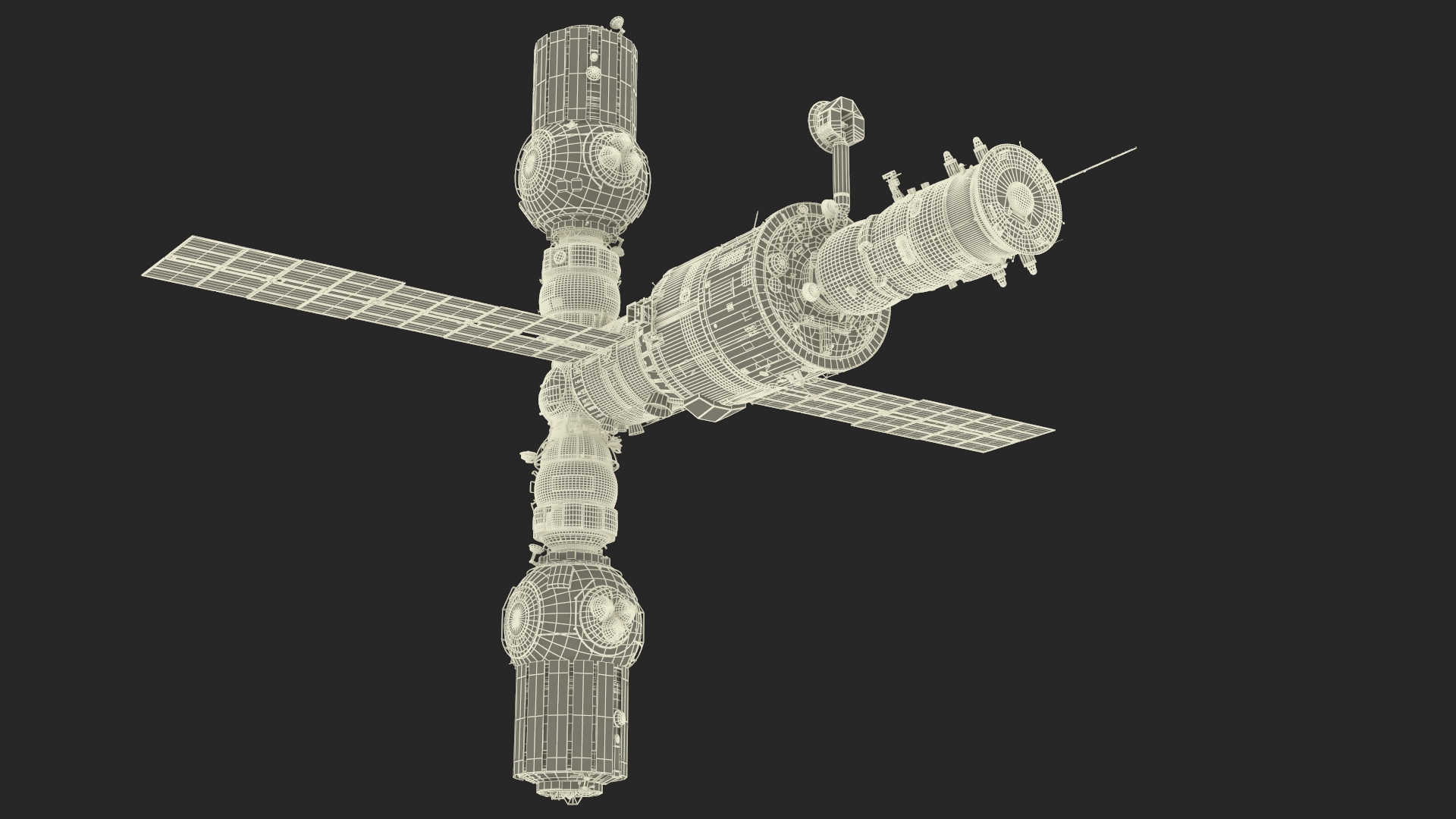 ROS Airlock Module Docked to ISS Station Zvezda 3D