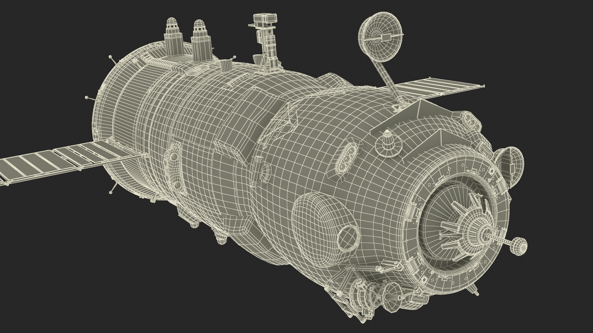 ROS Airlock Module Docked to ISS Station Zvezda 3D