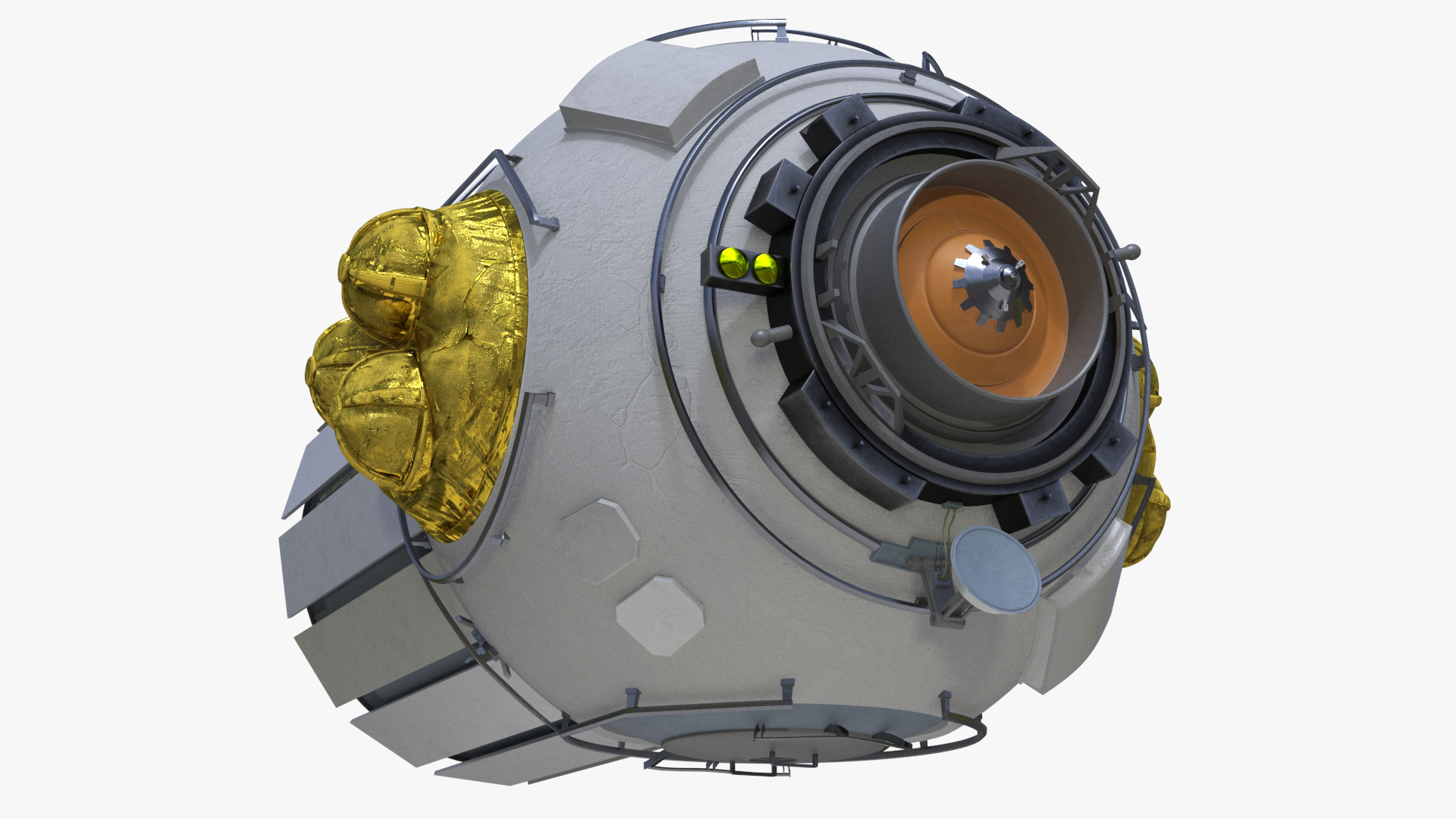 ROS Airlock Module Docked to ISS Station Zvezda 3D