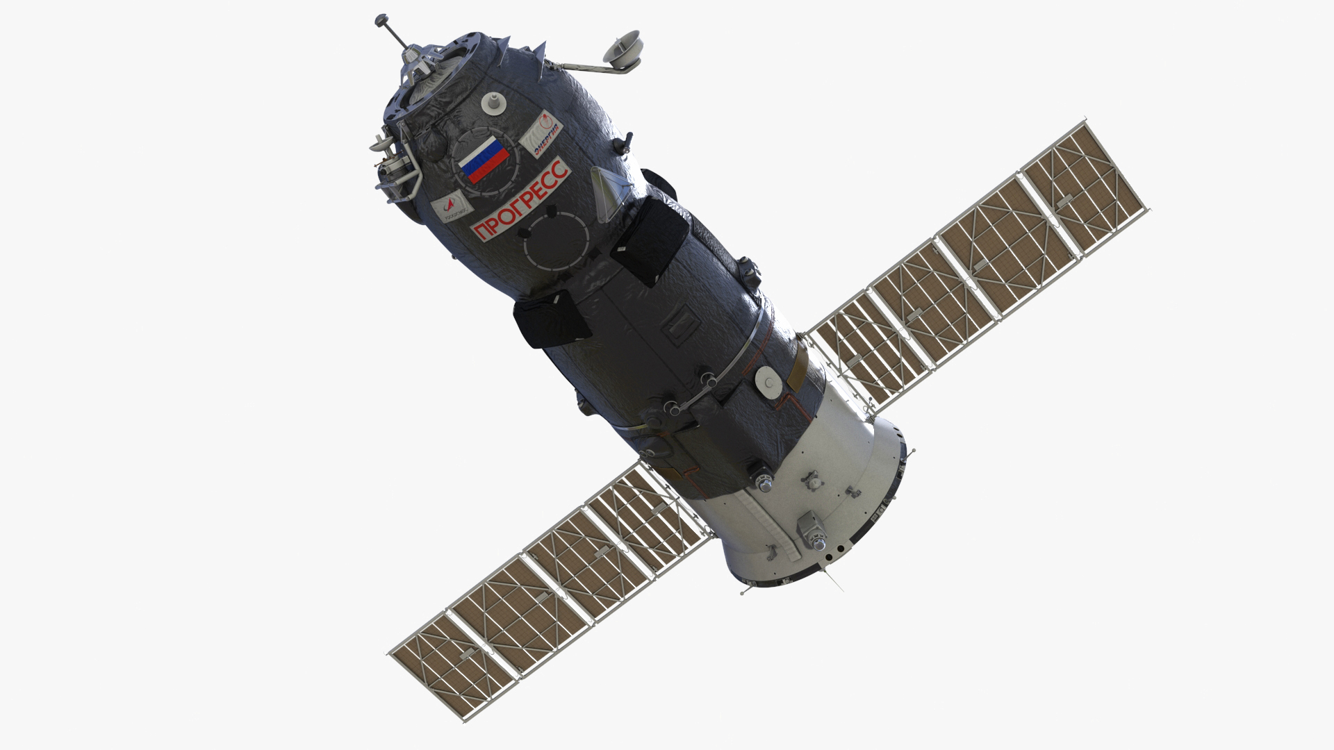 ROS Airlock Module Docked to ISS Station Zvezda 3D