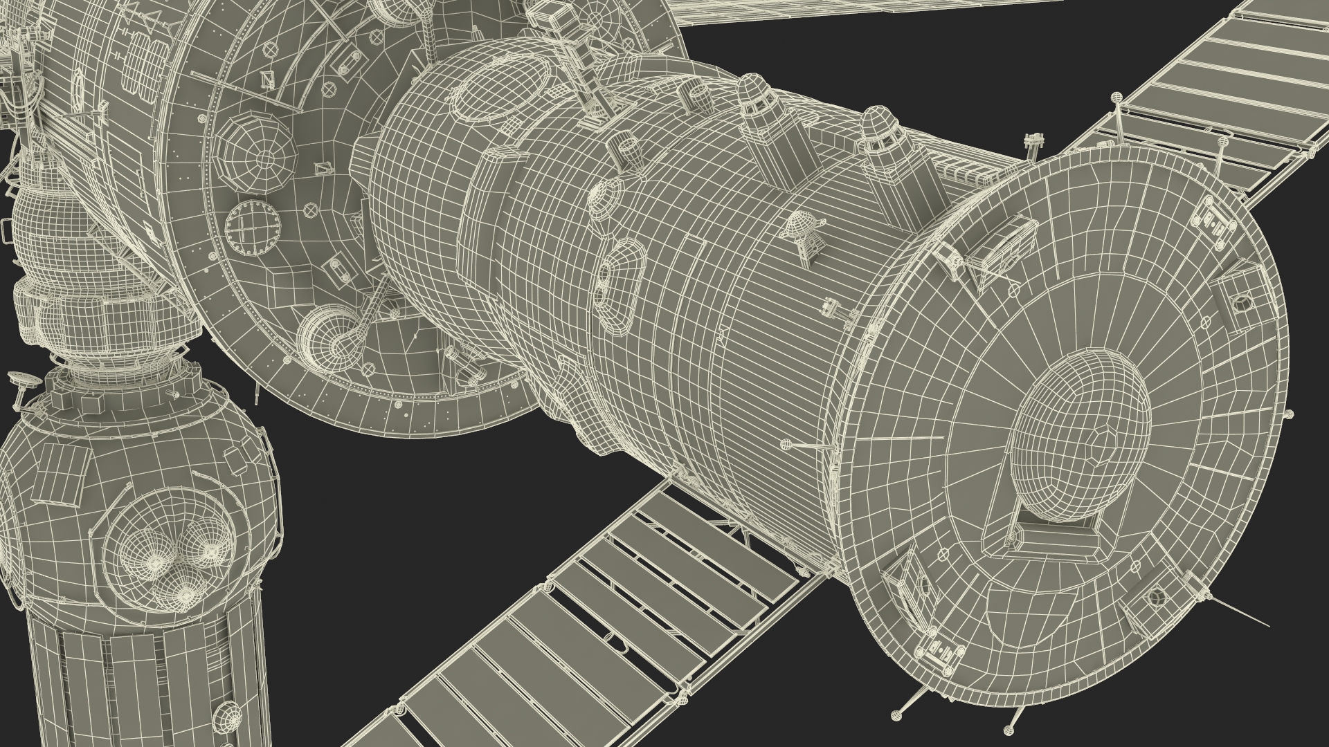 ROS Airlock Module Docked to ISS Station Zvezda 3D