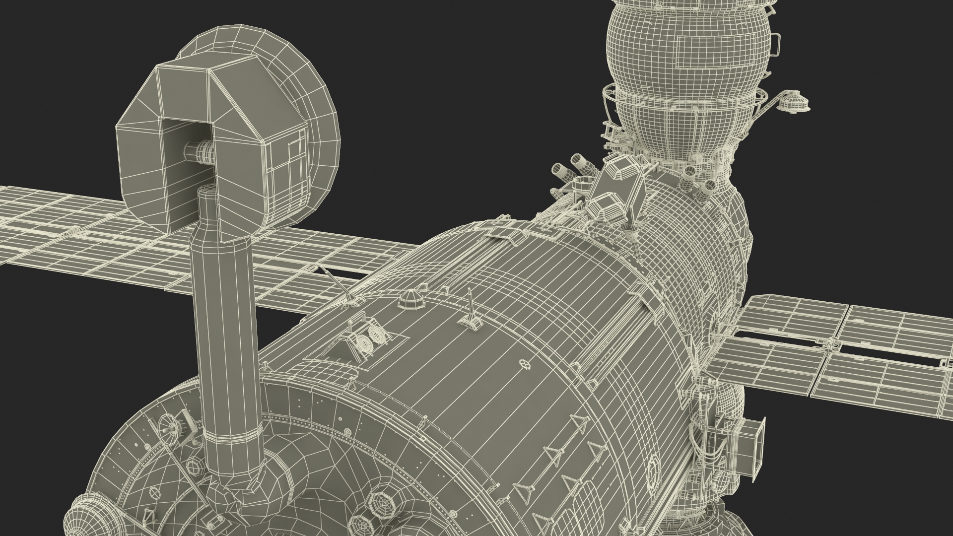 ROS Airlock Module Docked to ISS Station Zvezda 3D