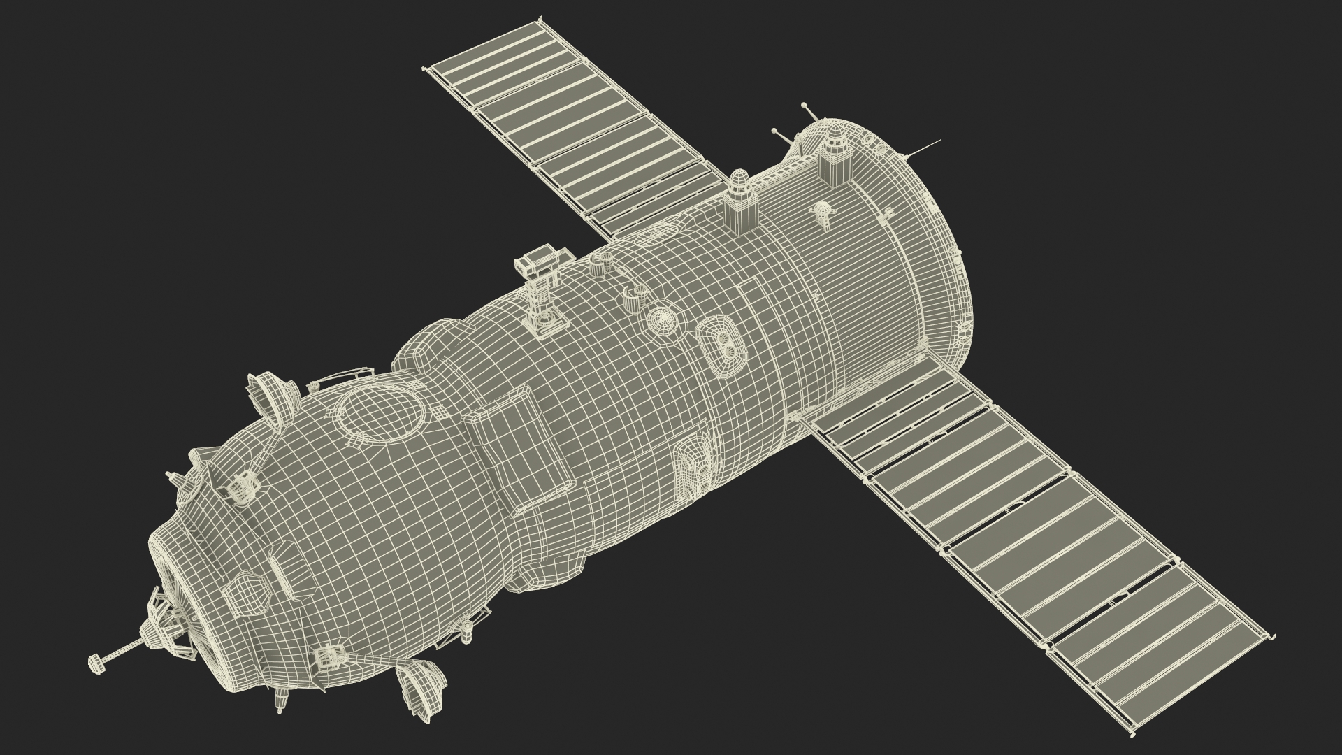 ROS Airlock Module Docked to ISS Station Zvezda 3D