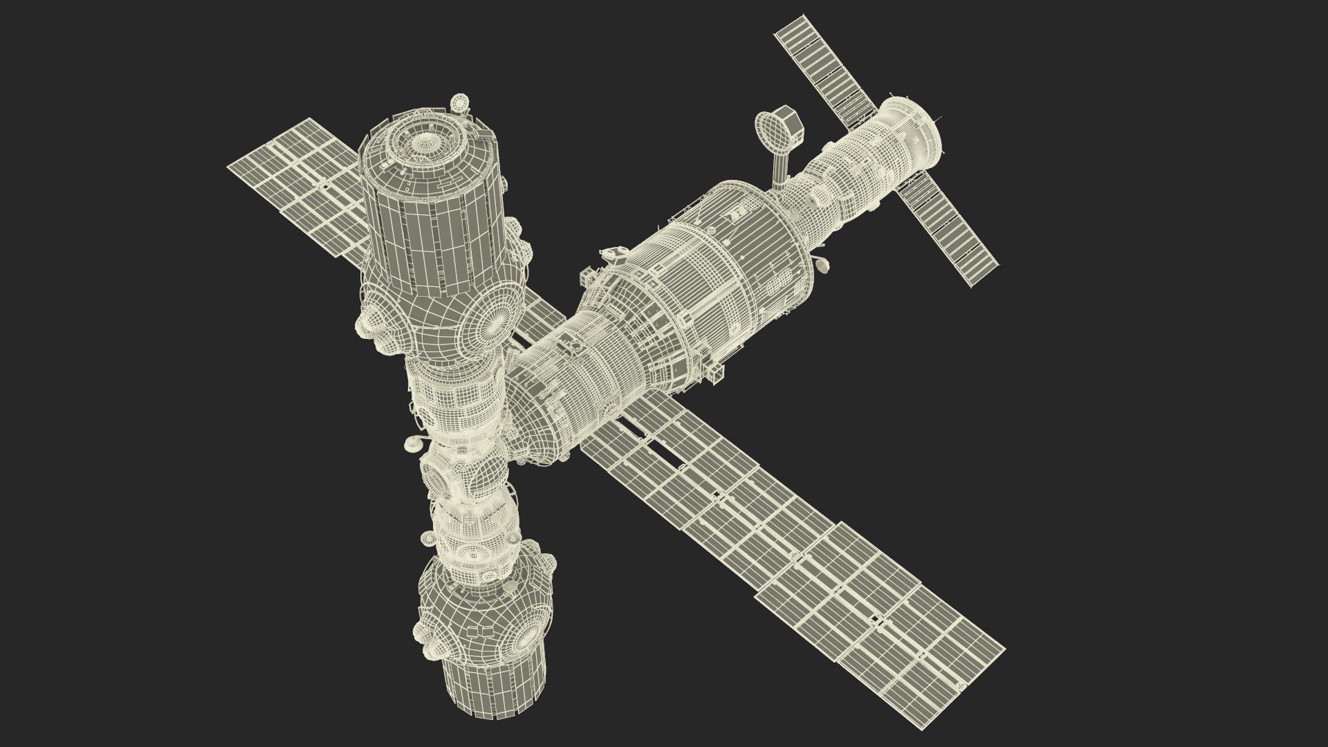 ROS Airlock Module Docked to ISS Station Zvezda 3D