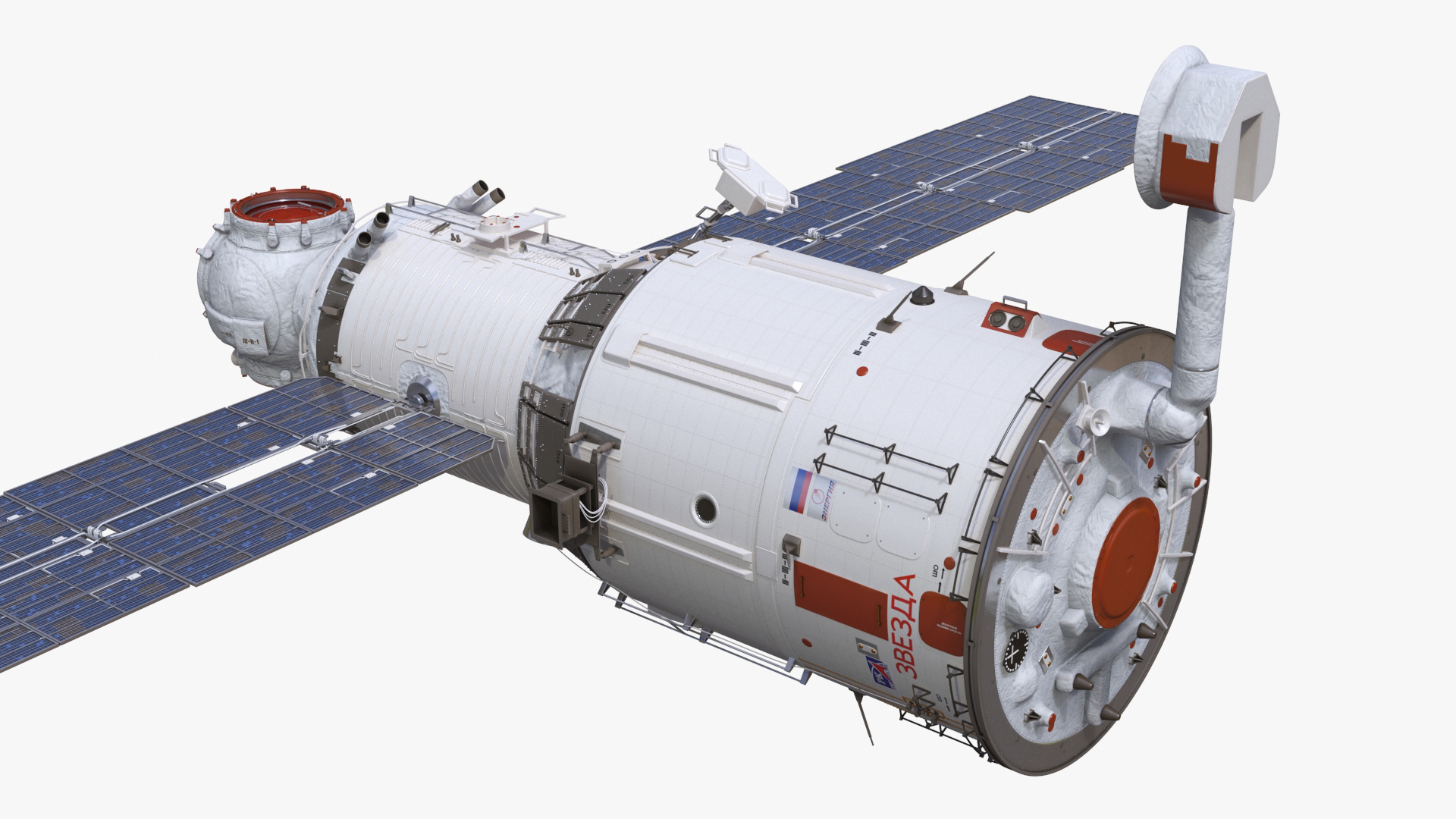 ROS Airlock Module Docked to ISS Station Zvezda 3D