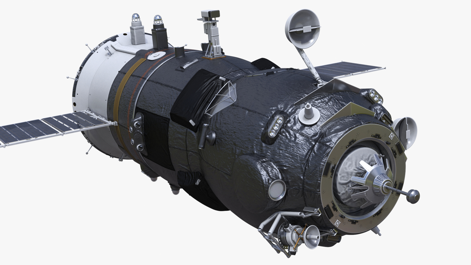 ROS Airlock Module Docked to ISS Station Zvezda 3D