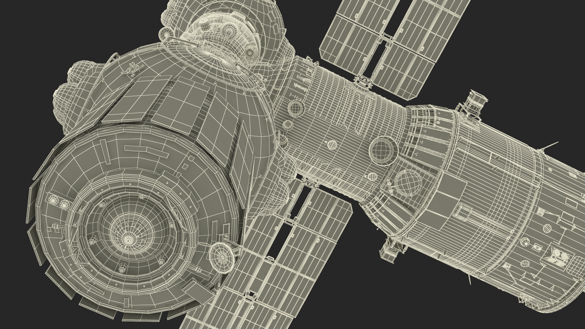 ROS Airlock Module Docked to ISS Station Zvezda 3D