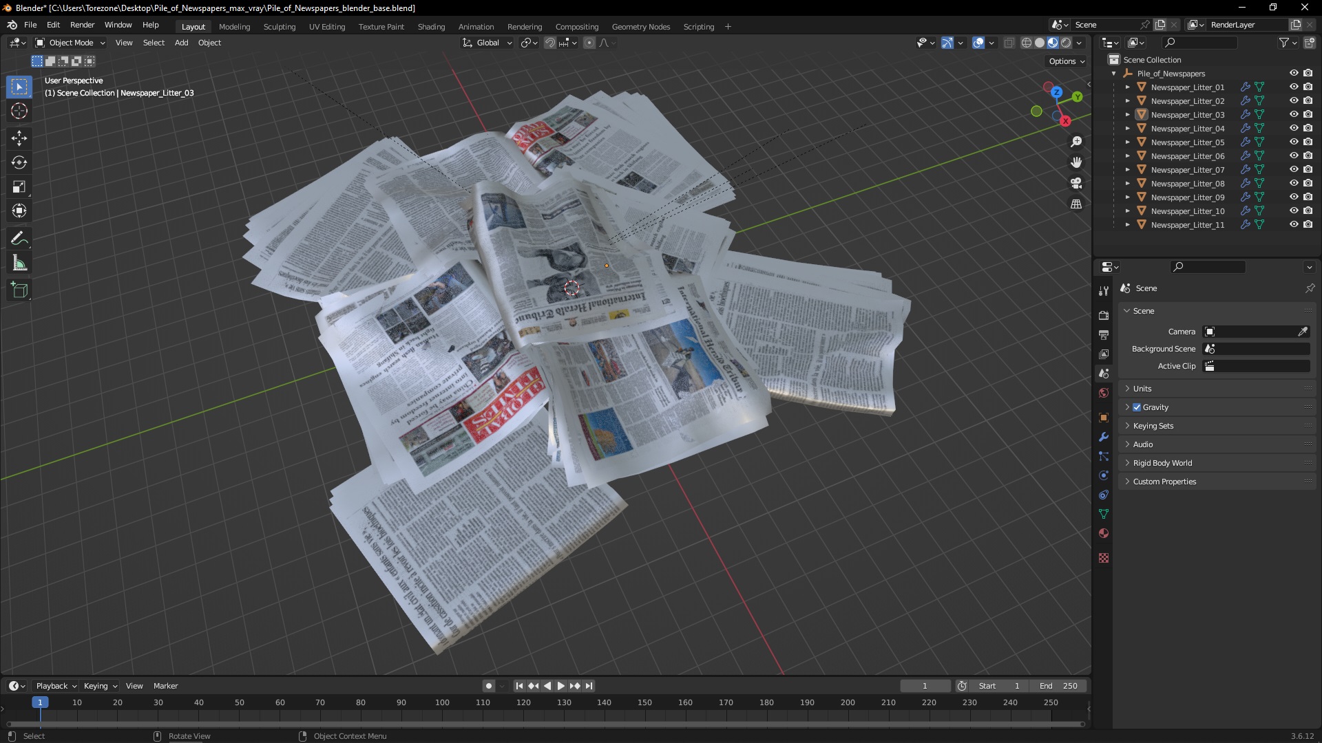 3D Pile of Newspapers model