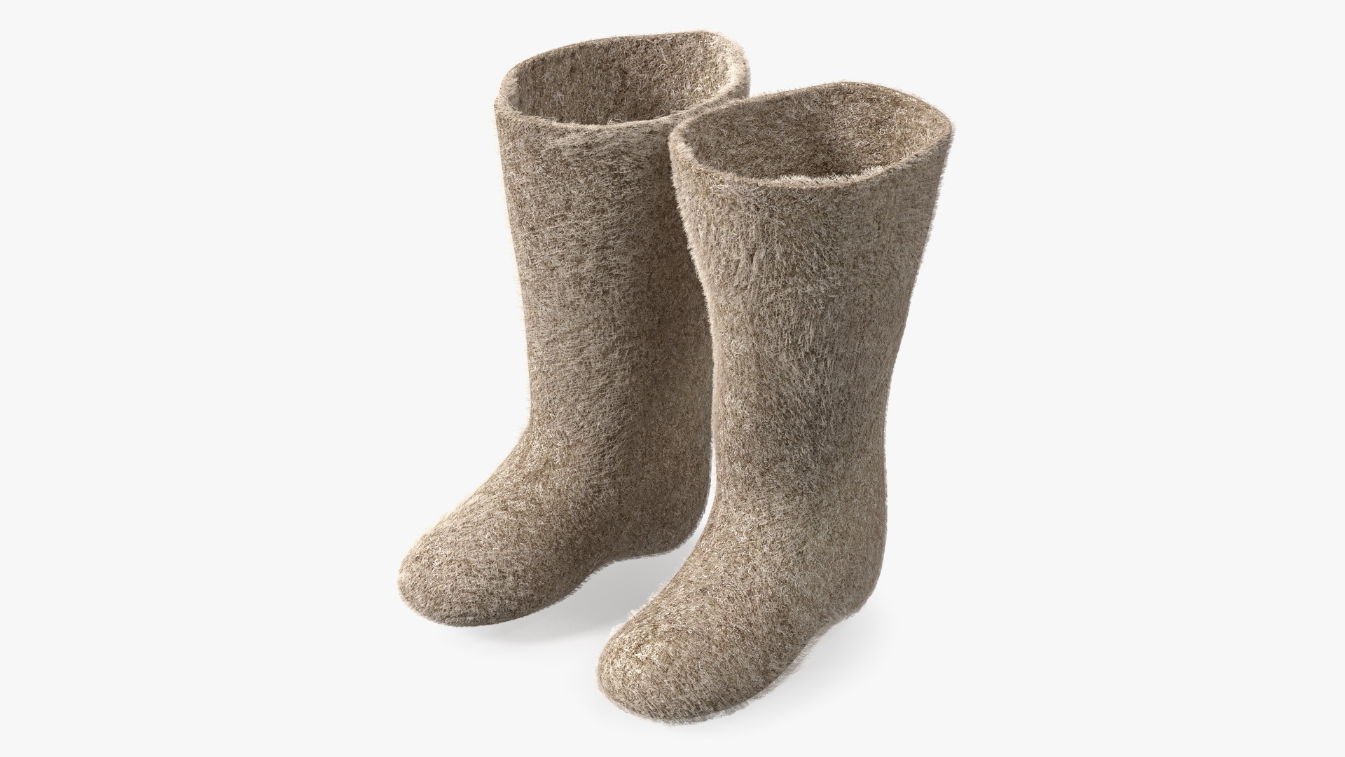 3D Traditional Winter Felt Boots Fur model