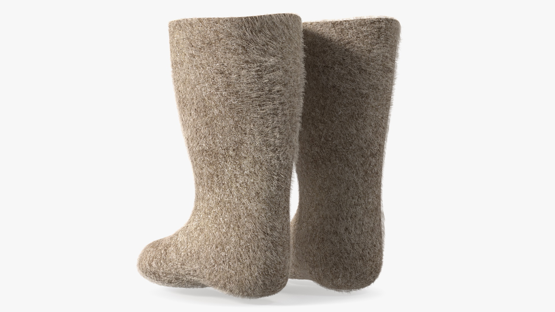 3D Traditional Winter Felt Boots Fur model