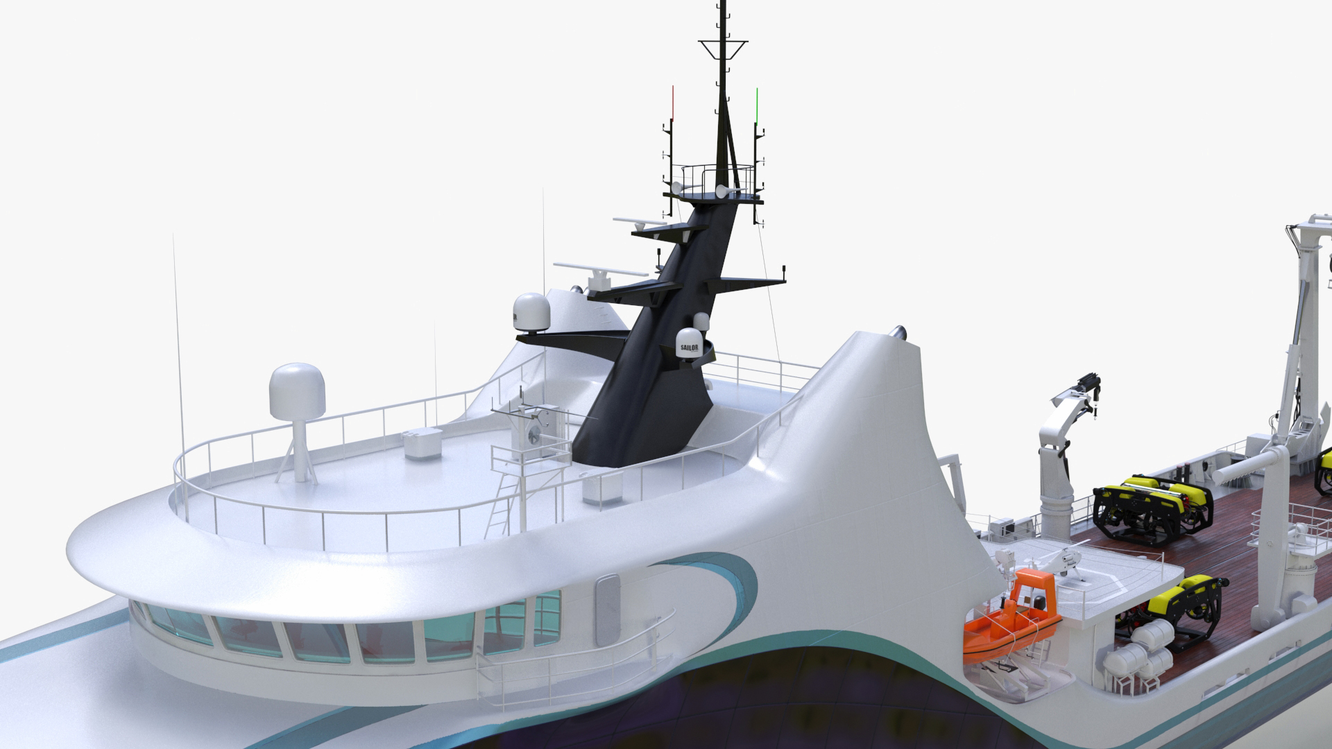 Ship with Underwater and Flying UAV on Board 3D model