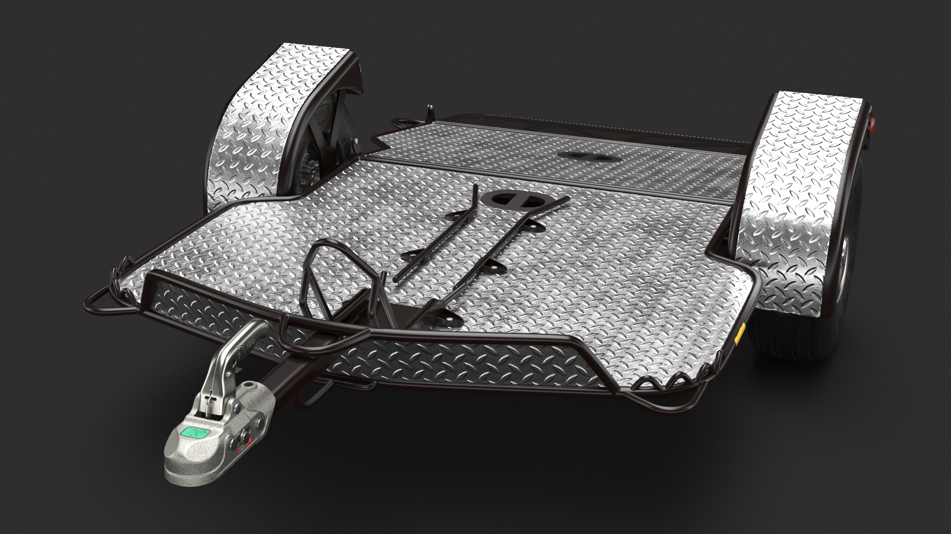 ATV Trailer Empty and Trailer Coupling Hitch 3D model