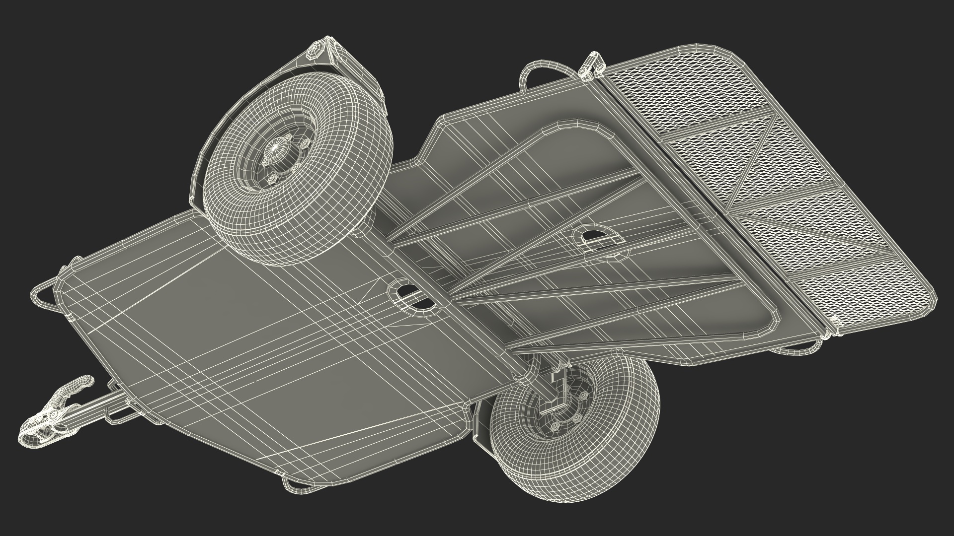 ATV Trailer Empty and Trailer Coupling Hitch 3D model