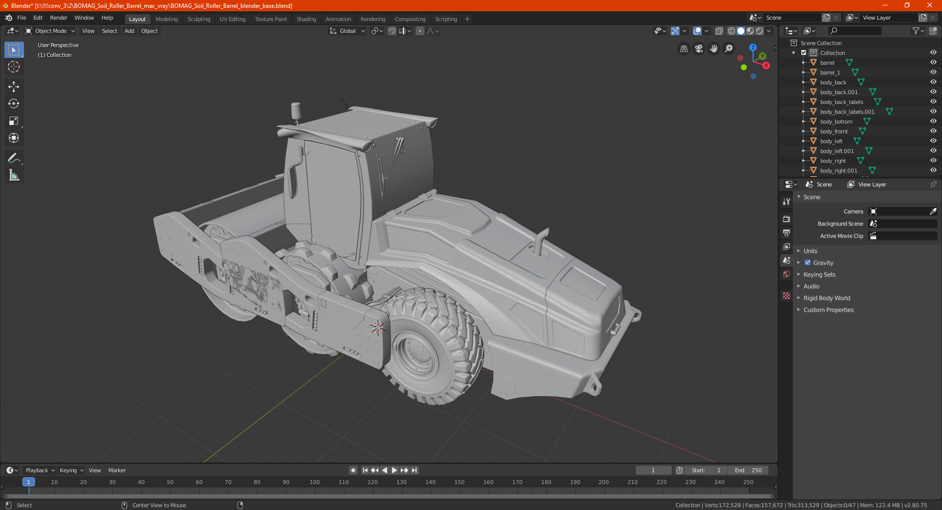 3D Heavy Duty Single Drum Compactor Dirty model