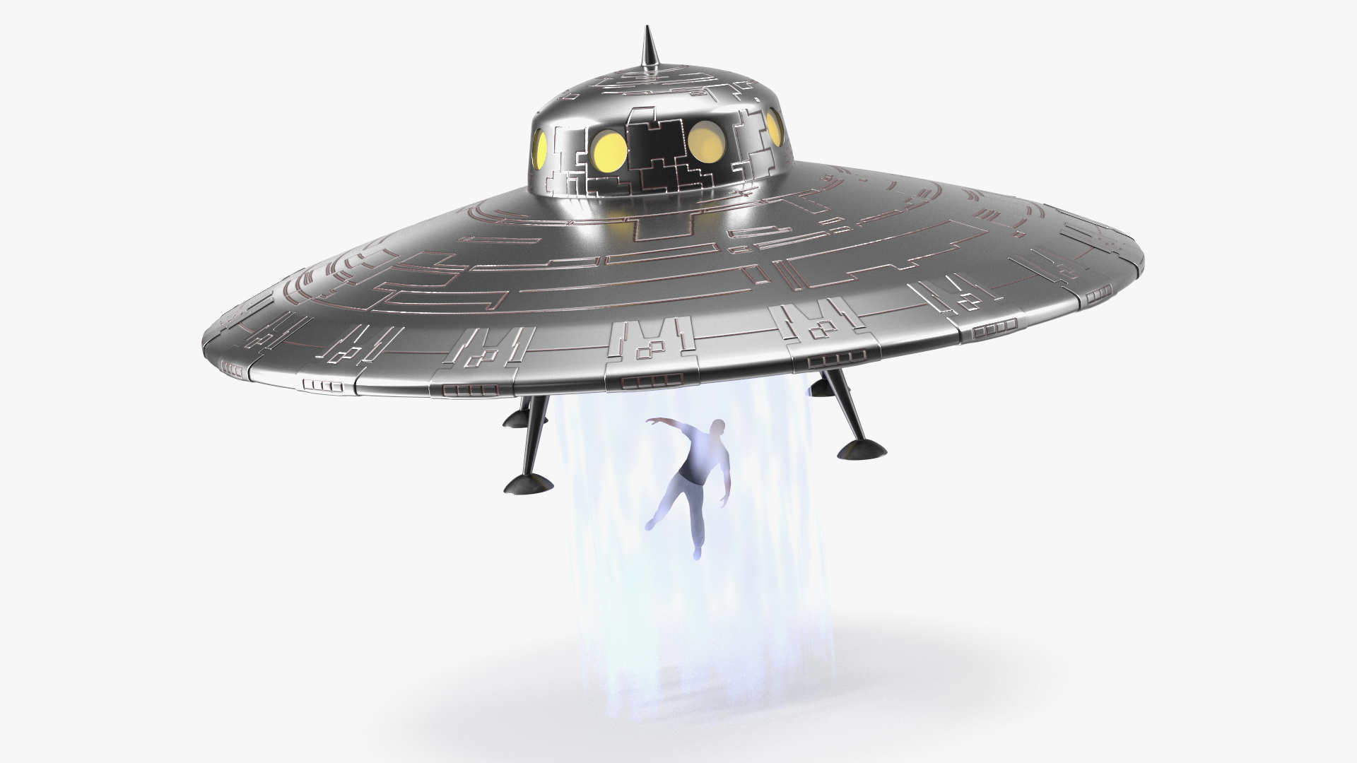 UFO Retro Ship Kidnaps 3D