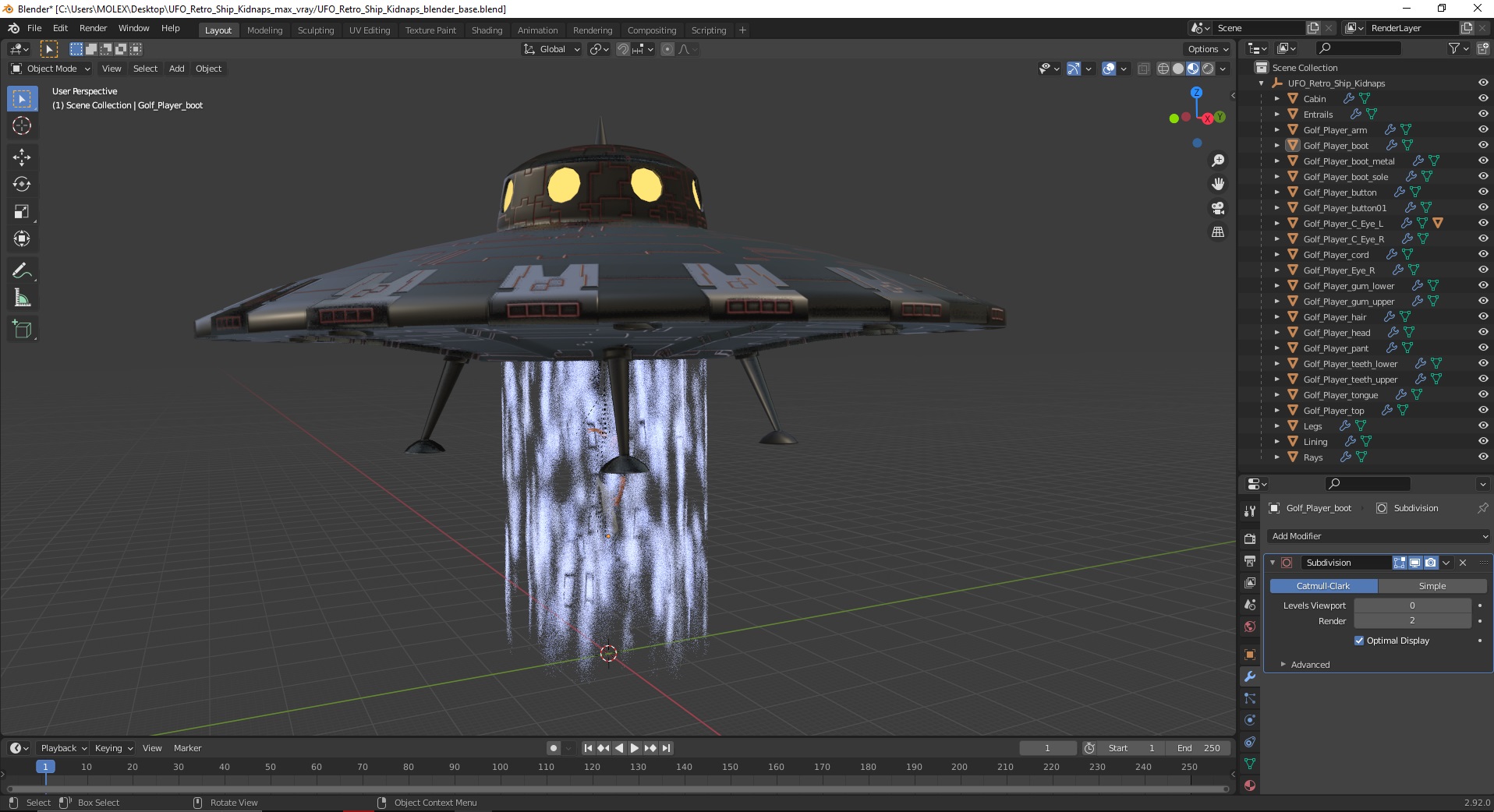 UFO Retro Ship Kidnaps 3D