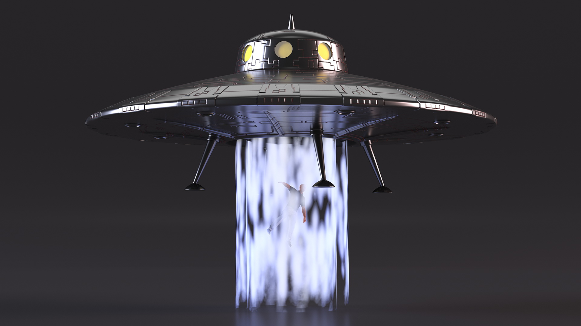 UFO Retro Ship Kidnaps 3D