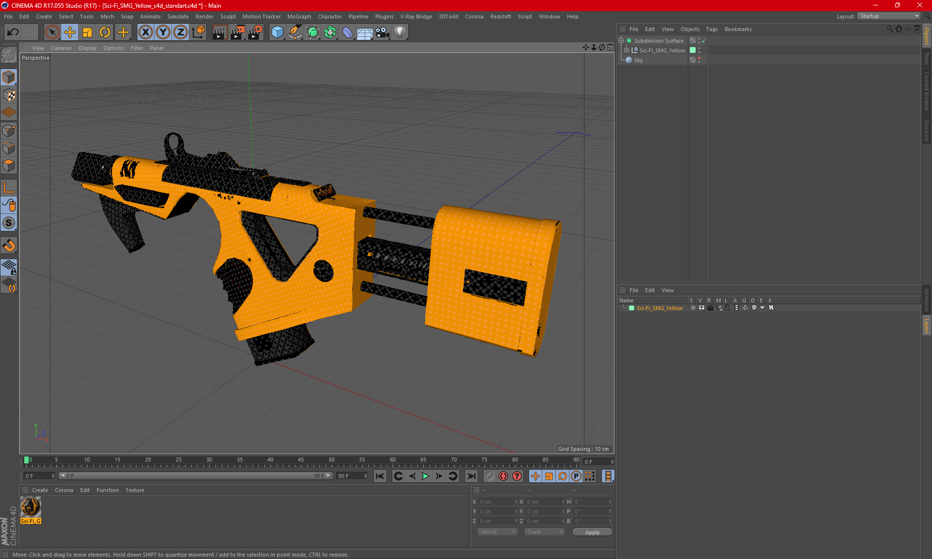 Sci-Fi SMG Yellow 3D