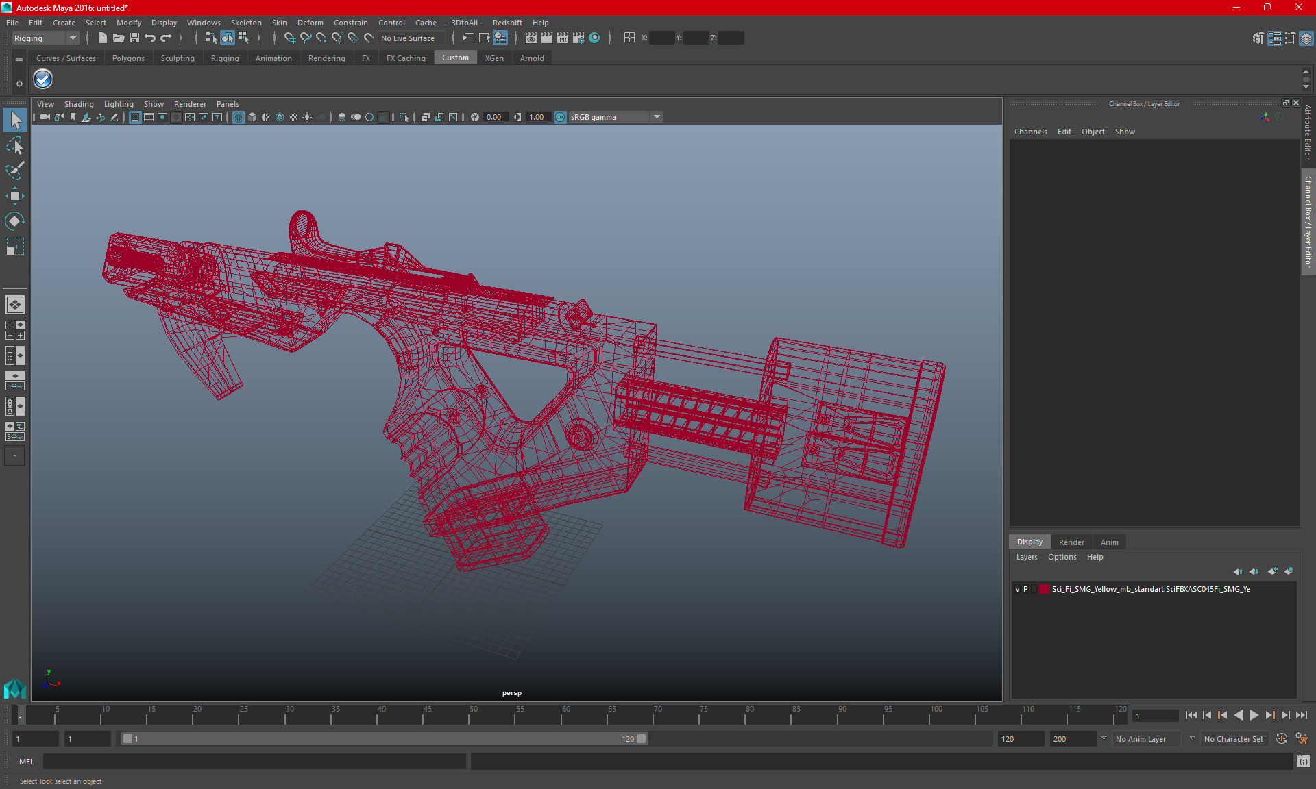 Sci-Fi SMG Yellow 3D