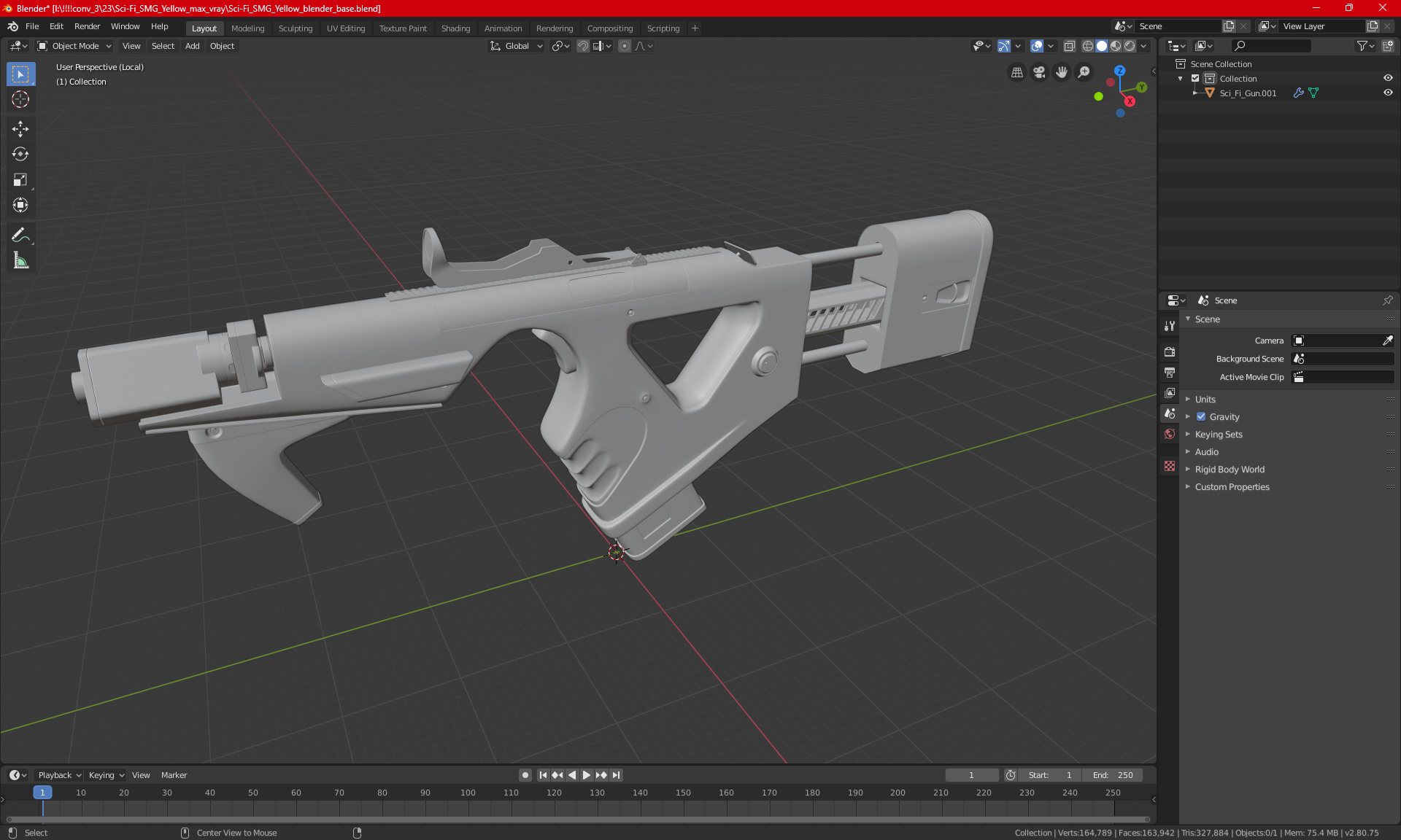 Sci-Fi SMG Yellow 3D