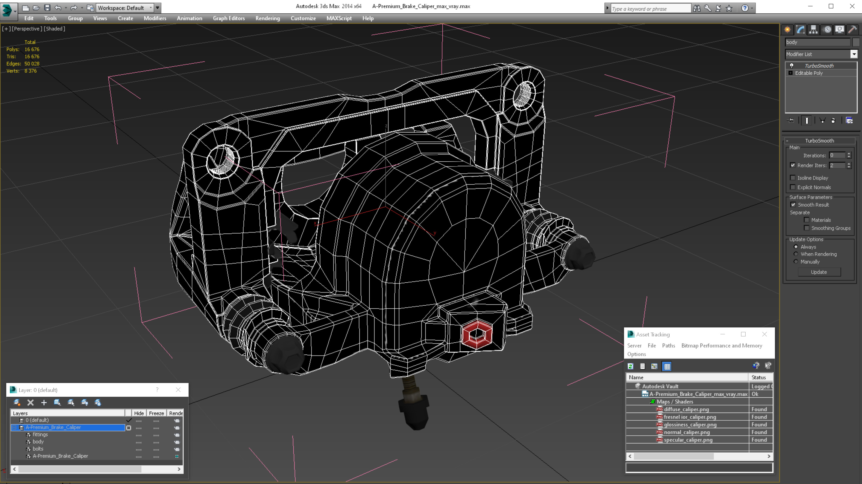 3D A-Premium Brake Caliper model