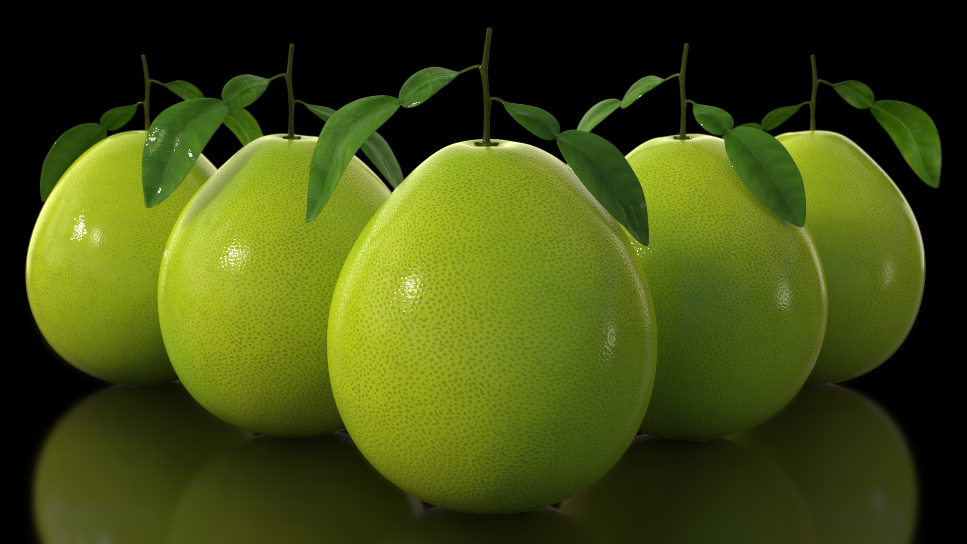 3D Green Pomelo Fruit model