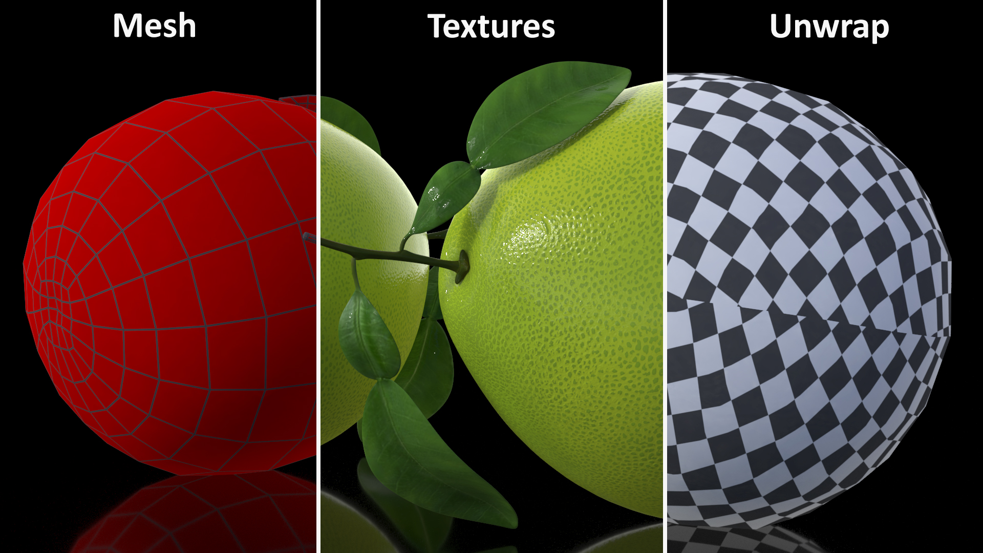 3D Green Pomelo Fruit model