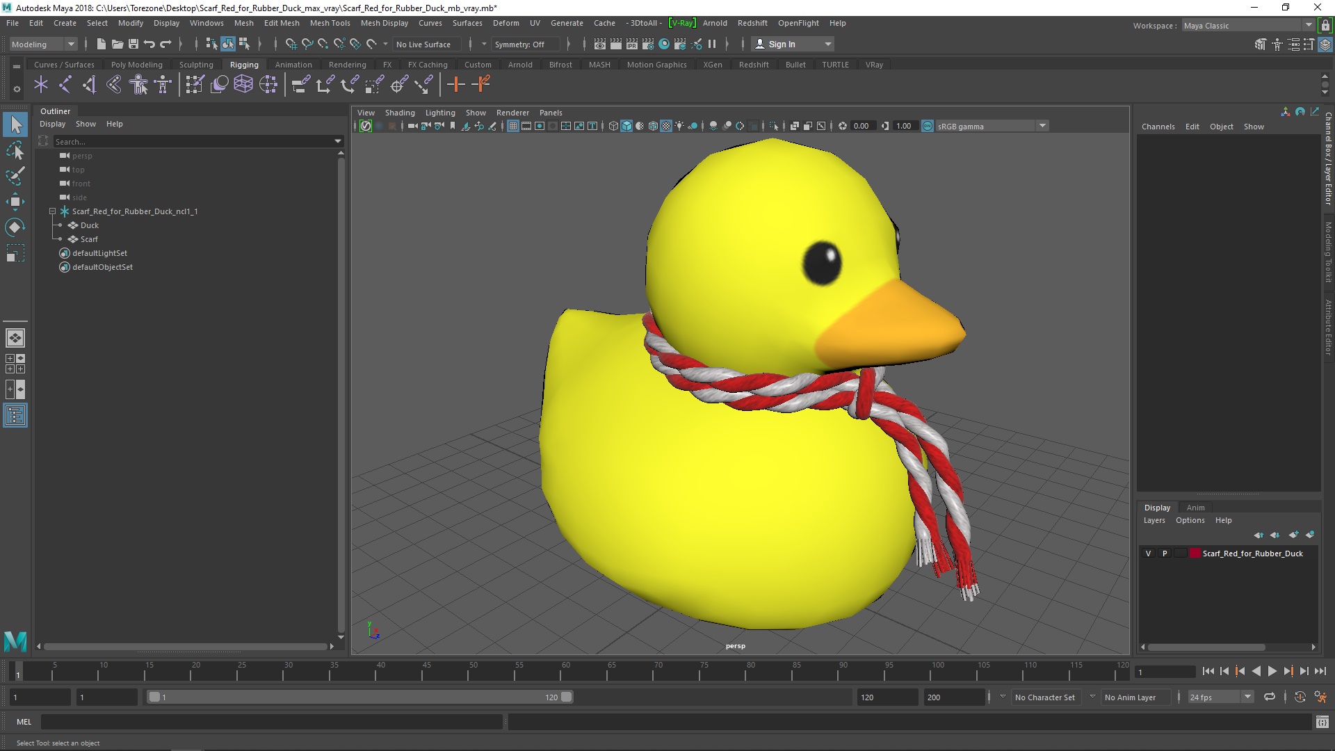 3D model Scarf Red for Rubber Duck